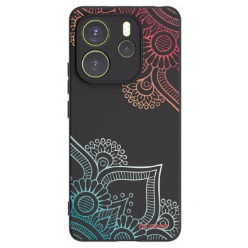 Picasee husă neagră din silicon pentru Xiaomi Redmi Note 14 4G - Flowers pattern