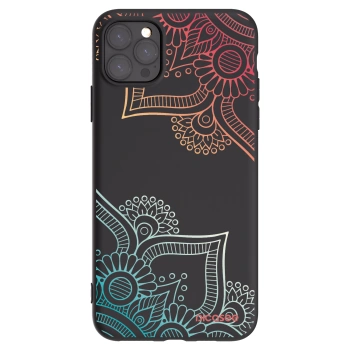 Picasee husă neagră din silicon pentru Apple iPhone 11 Pro Max - Flowers pattern