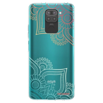 Picasee husă neagră din silicon pentru Xiaomi Redmi Note 9 - Flowers pattern