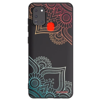 Picasee husă neagră din silicon pentru Samsung Galaxy A21s - Flowers pattern