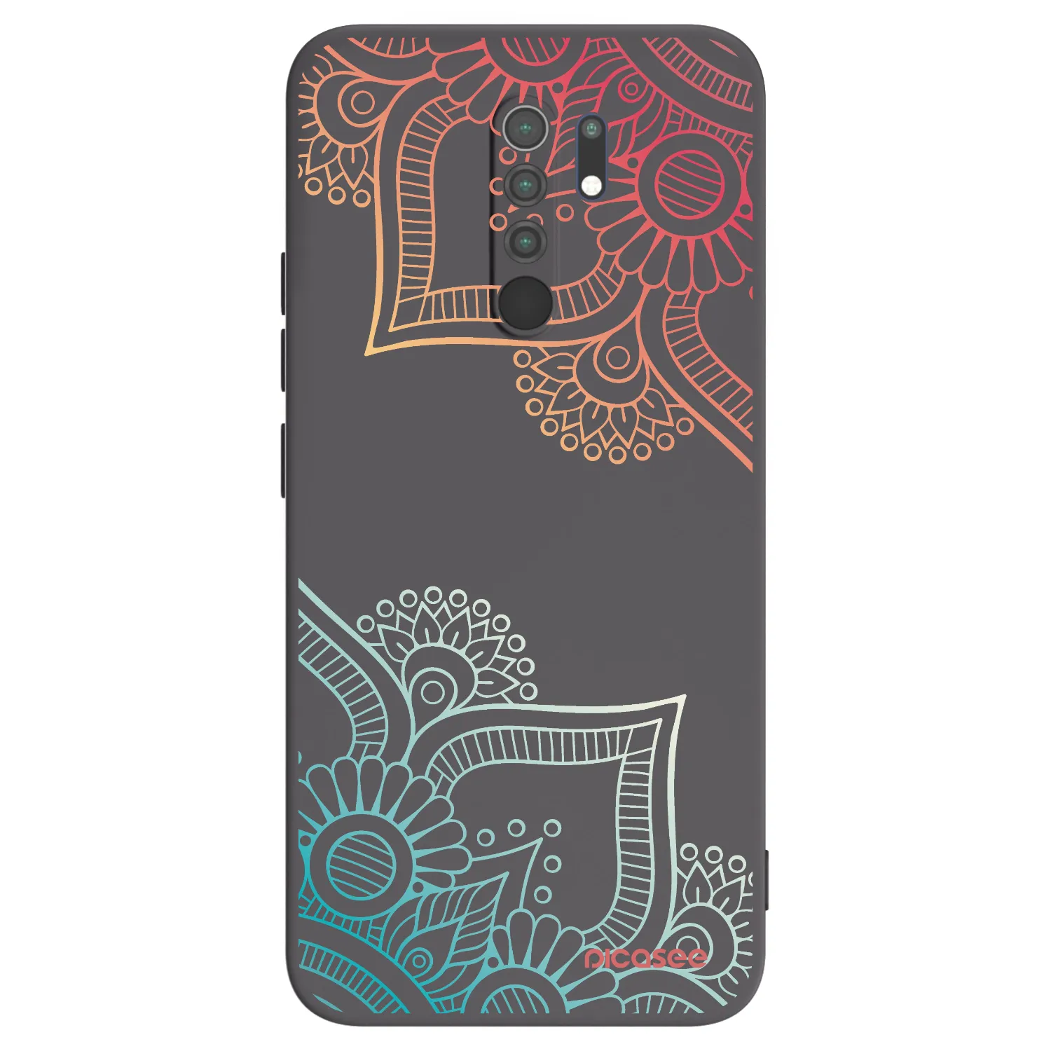 Picasee husă neagră din silicon pentru Xiaomi Redmi 9 - Flowers pattern