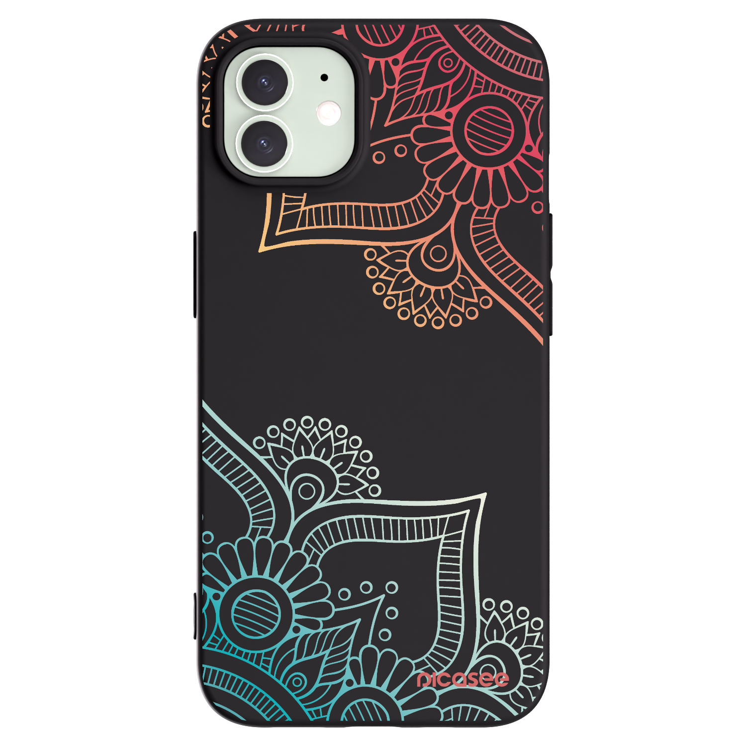 Picasee husă neagră din silicon pentru Apple iPhone 12 - Flowers pattern