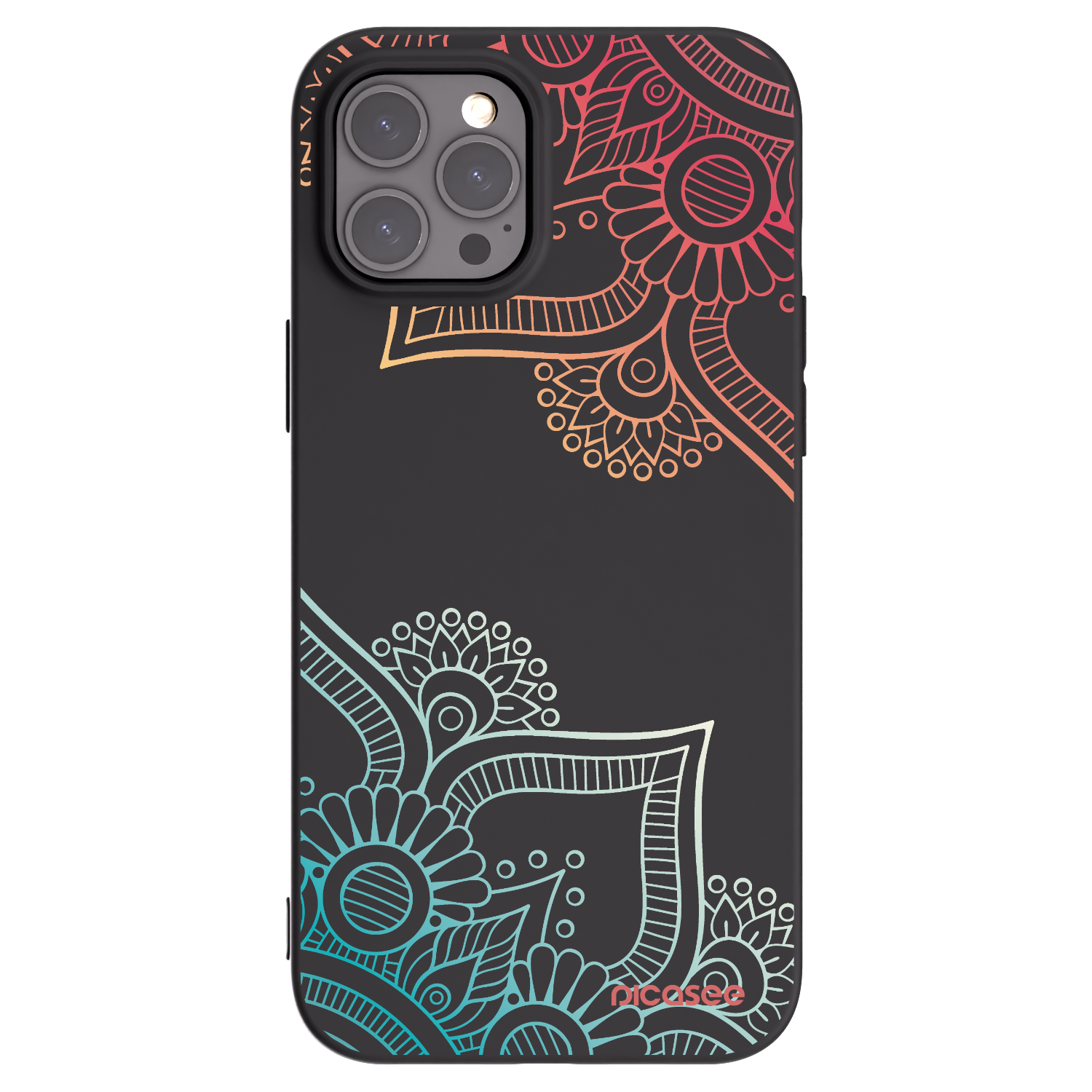 Picasee husă neagră din silicon pentru Apple iPhone 12 Pro Max - Flowers pattern