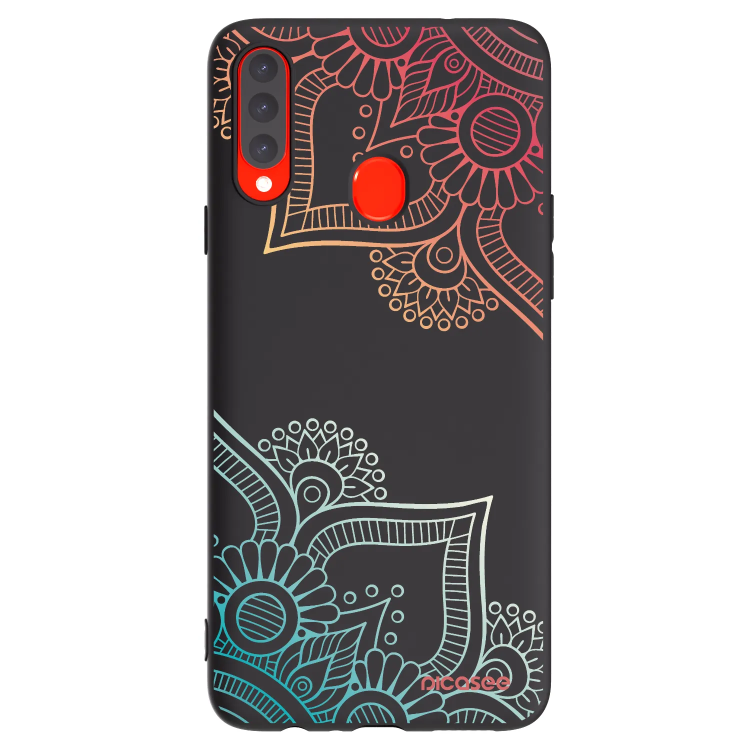 Picasee husă neagră din silicon pentru Samsung Galaxy A20s - Flowers pattern