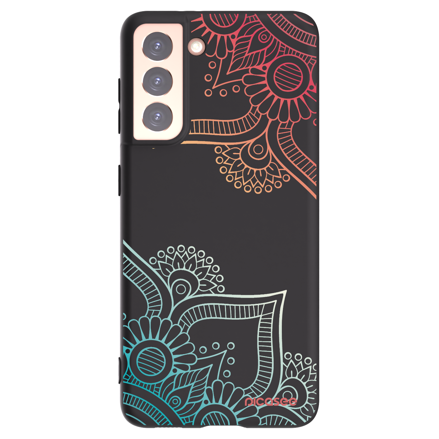 Picasee husă neagră din silicon pentru Samsung Galaxy S21 5G G991B - Flowers pattern