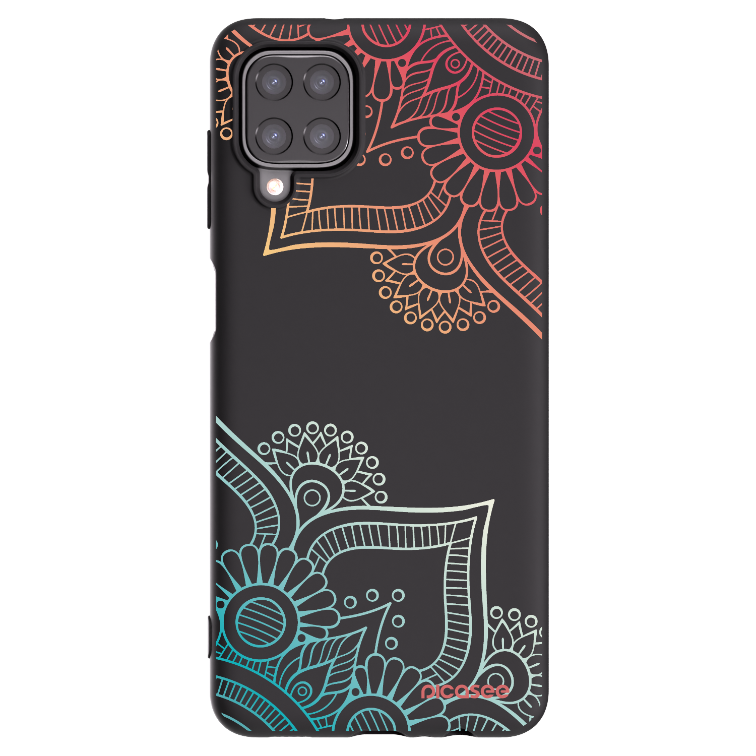 Picasee husă neagră din silicon pentru Samsung Galaxy A12 A125F - Flowers pattern