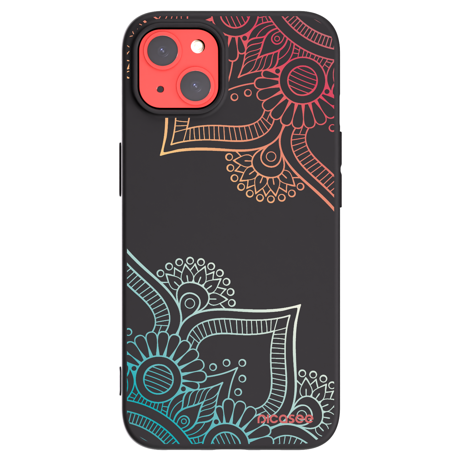 Picasee husă neagră din silicon pentru Apple iPhone 13 - Flowers pattern