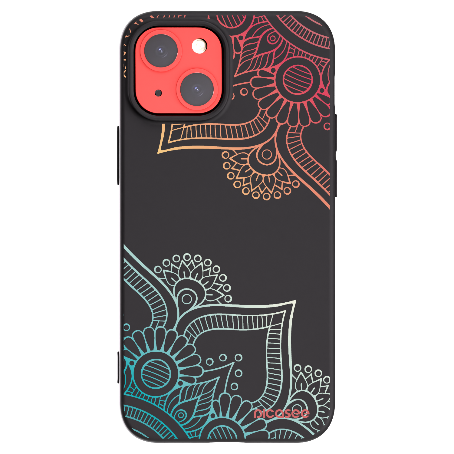 Picasee husă neagră din silicon pentru Apple iPhone 13 mini - Flowers pattern