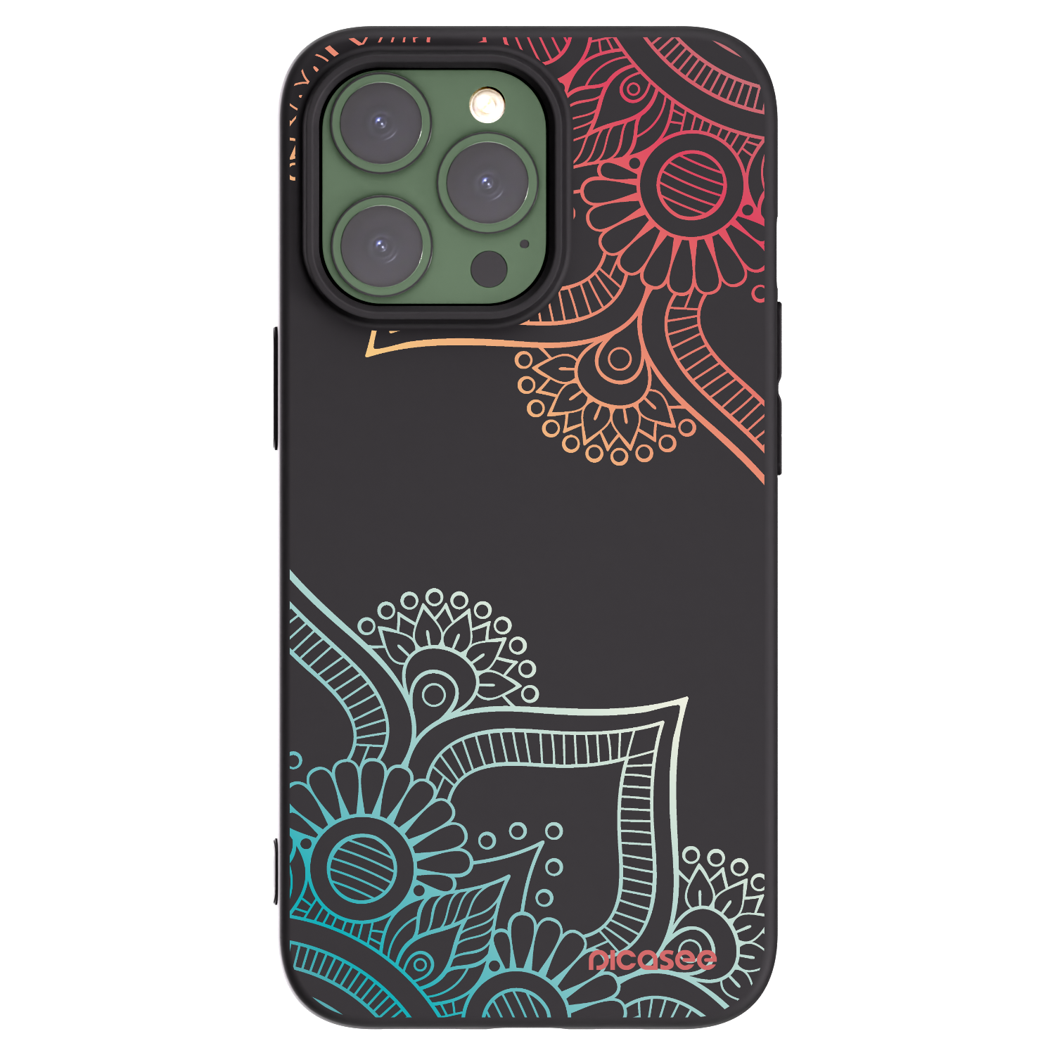Picasee husă neagră din silicon pentru Apple iPhone 13 Pro - Flowers pattern