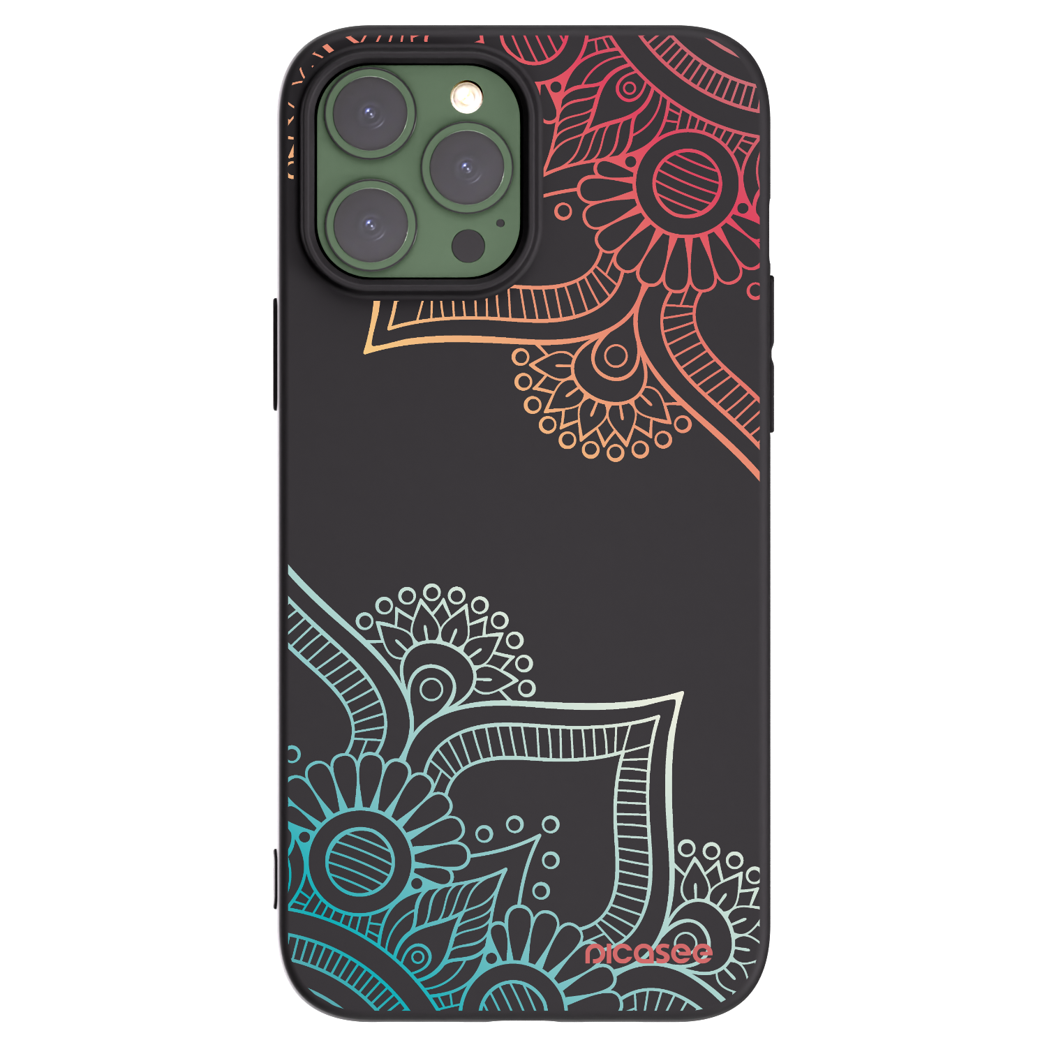 Picasee husă neagră din silicon pentru Apple iPhone 13 Pro Max - Flowers pattern