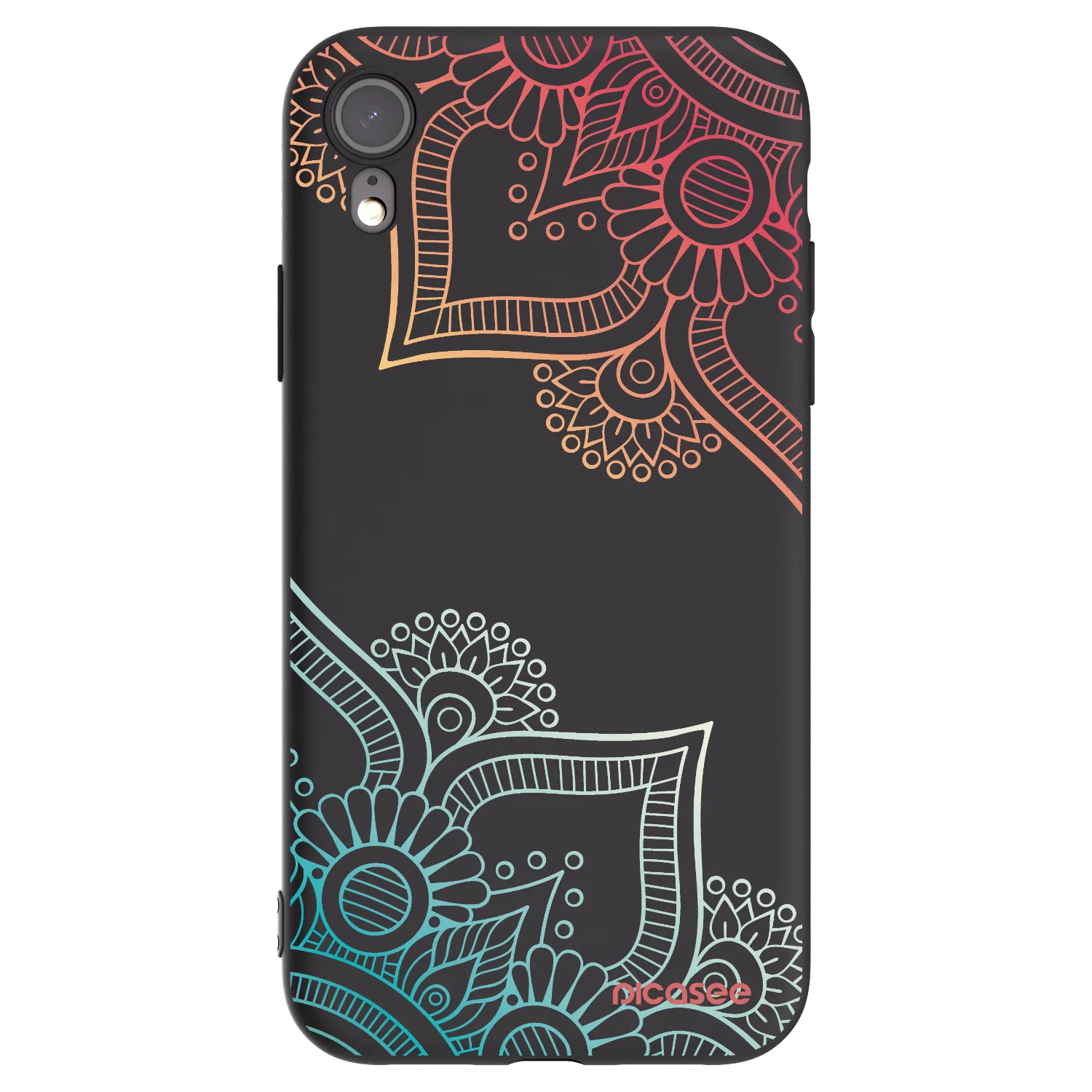 Picasee husă neagră din silicon pentru Apple iPhone XR - Flowers pattern