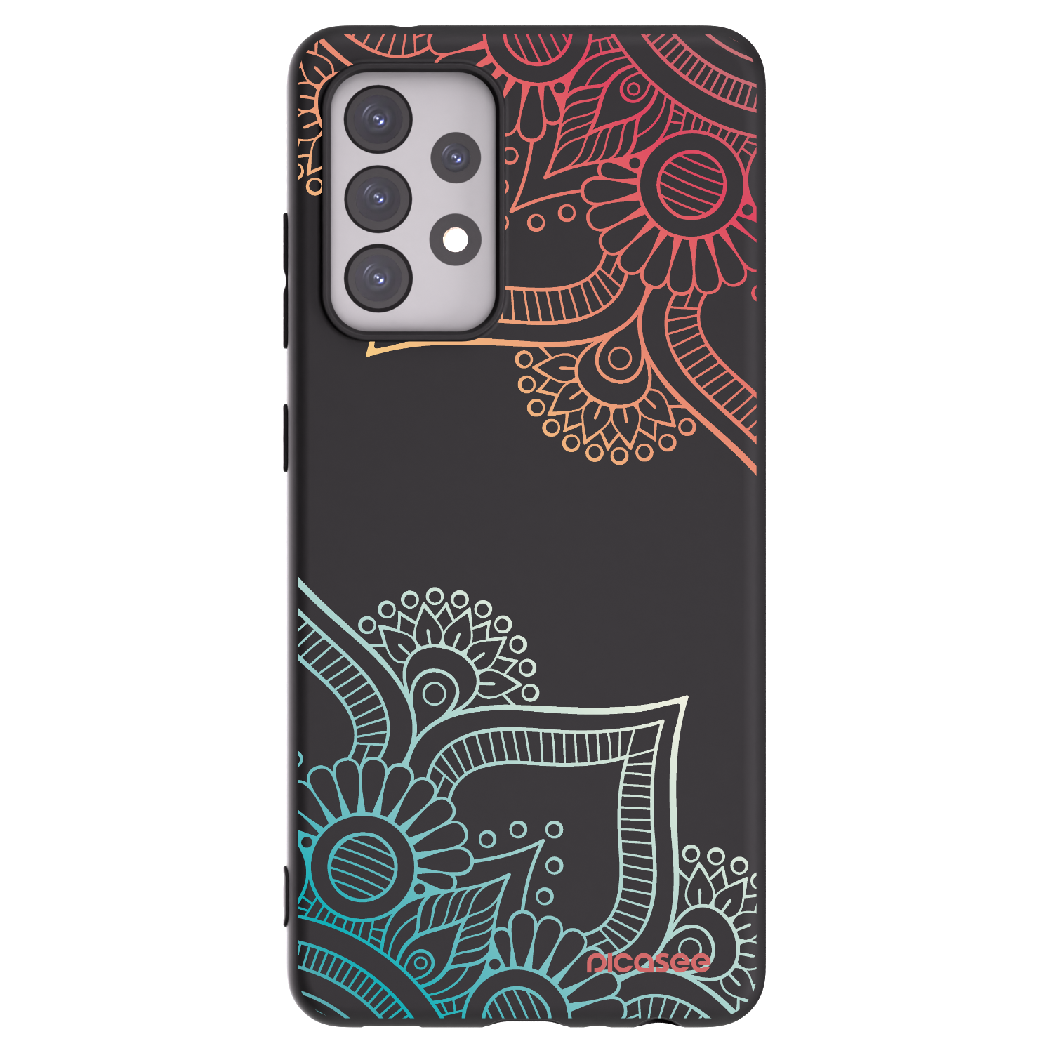 Picasee husă neagră din silicon pentru Samsung Galaxy A52s 5G A528B - Flowers pattern