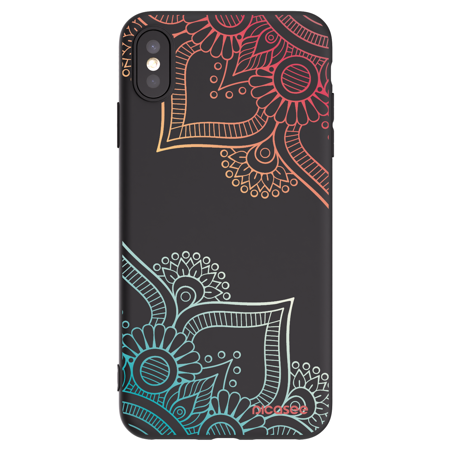 Picasee husă neagră din silicon pentru Apple iPhone XS Max - Flowers pattern