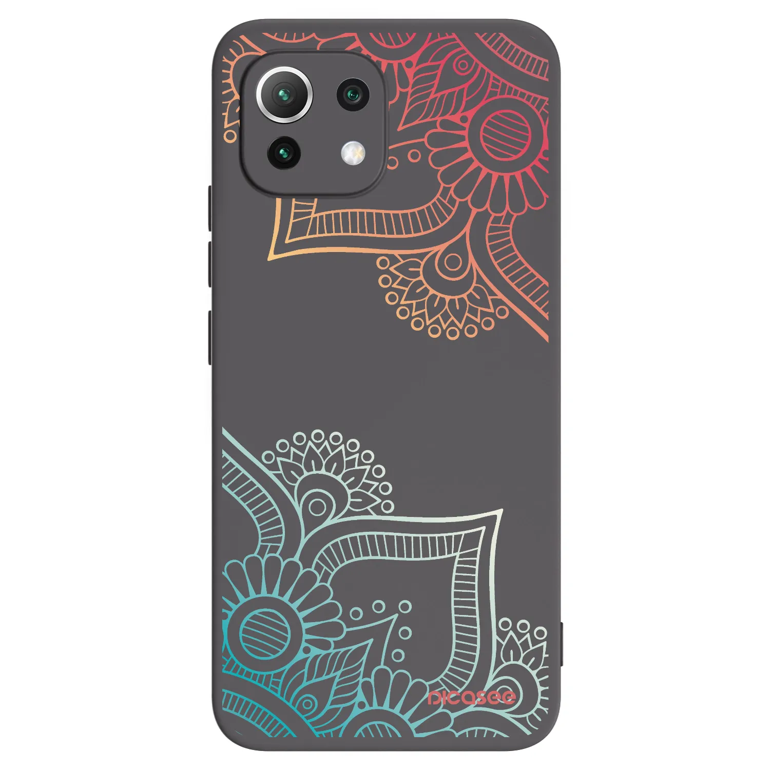 Picasee husă neagră din silicon pentru Xiaomi 11 Lite 5G NE - Flowers pattern