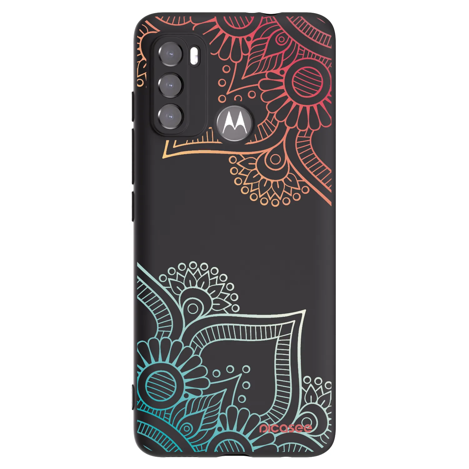 Picasee husă neagră din silicon pentru Motorola Moto G60 - Flowers pattern