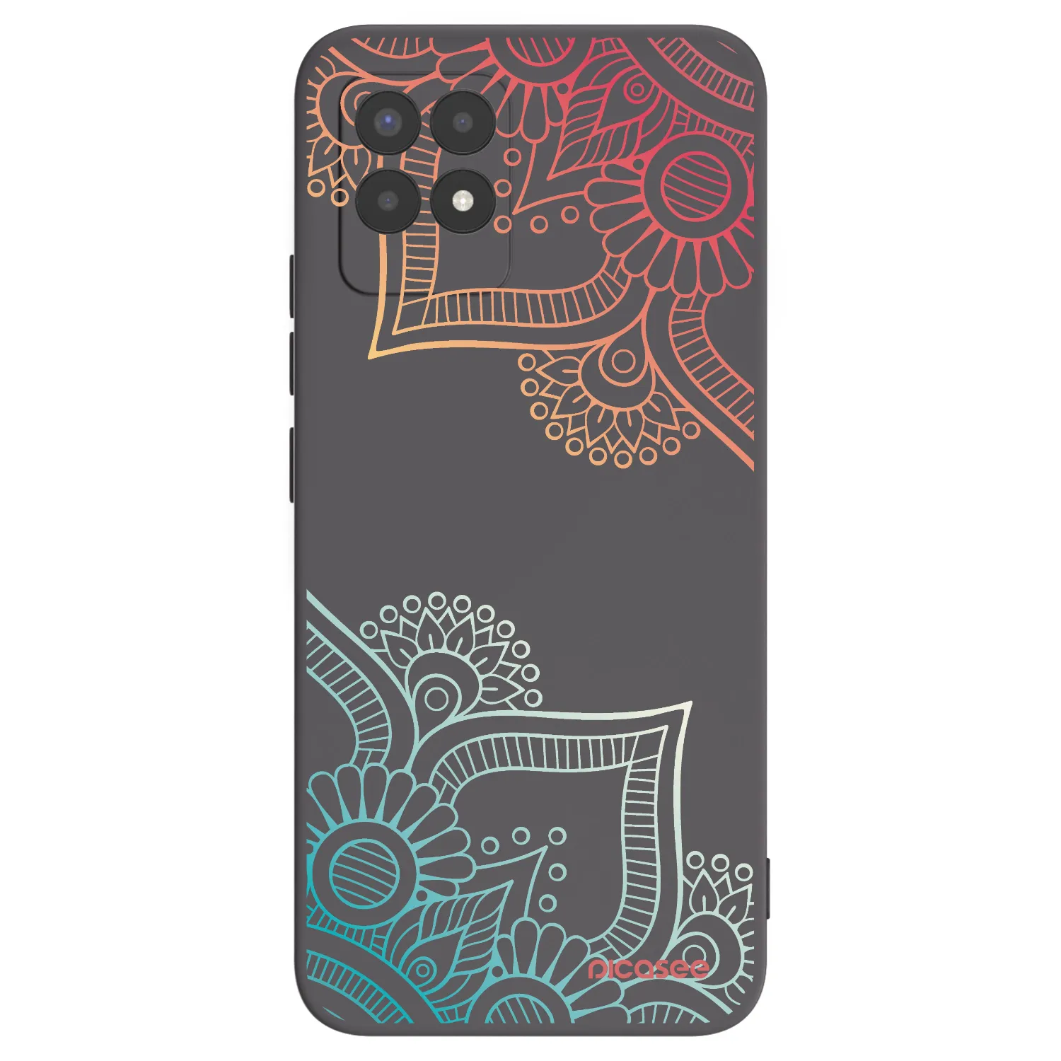 Picasee husă neagră din silicon pentru Realme 8i - Flowers pattern