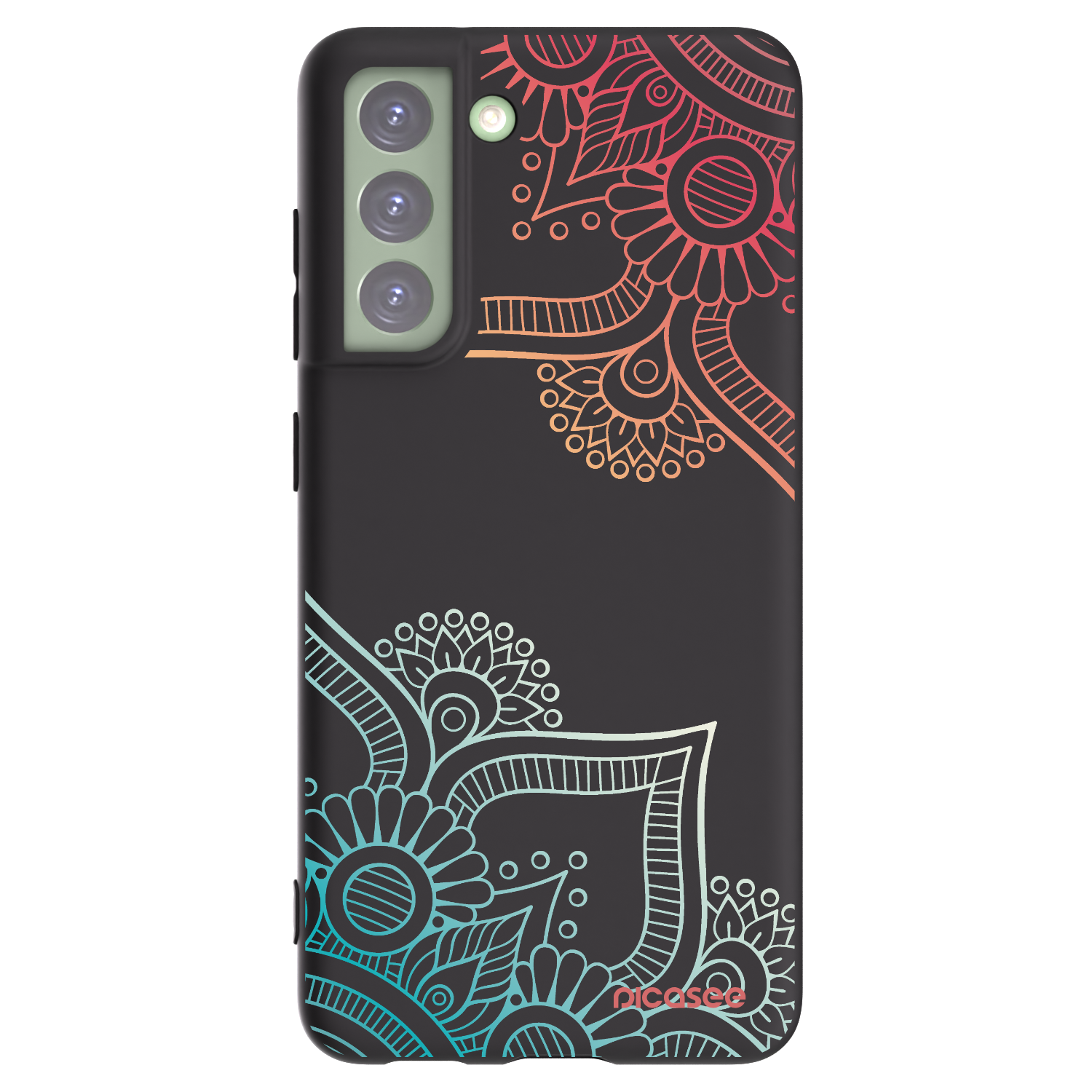 Picasee husă neagră din silicon pentru Samsung Galaxy S21 FE 5G - Flowers pattern