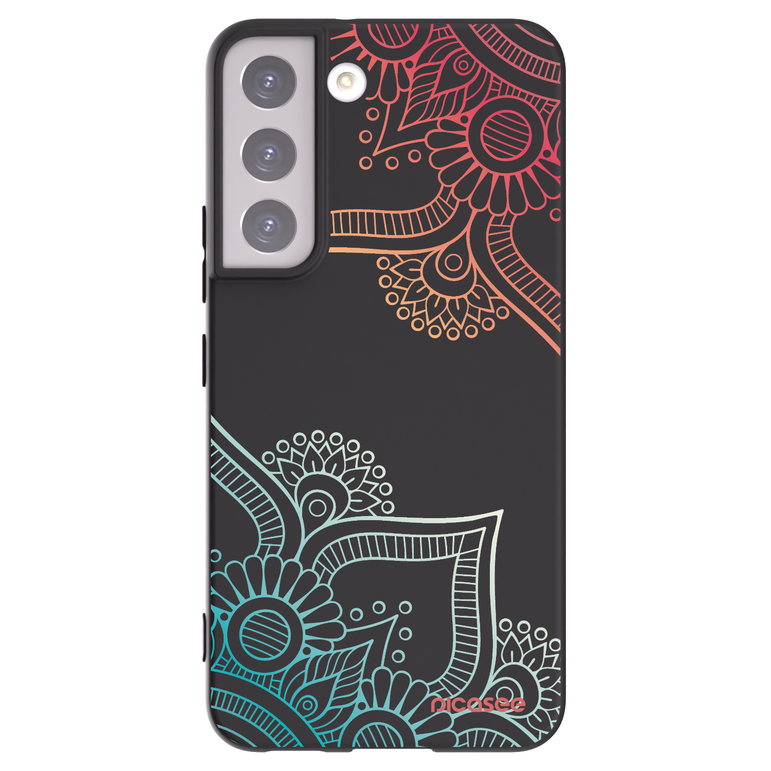 Picasee husă neagră din silicon pentru Samsung Galaxy S22 5G - Flowers pattern