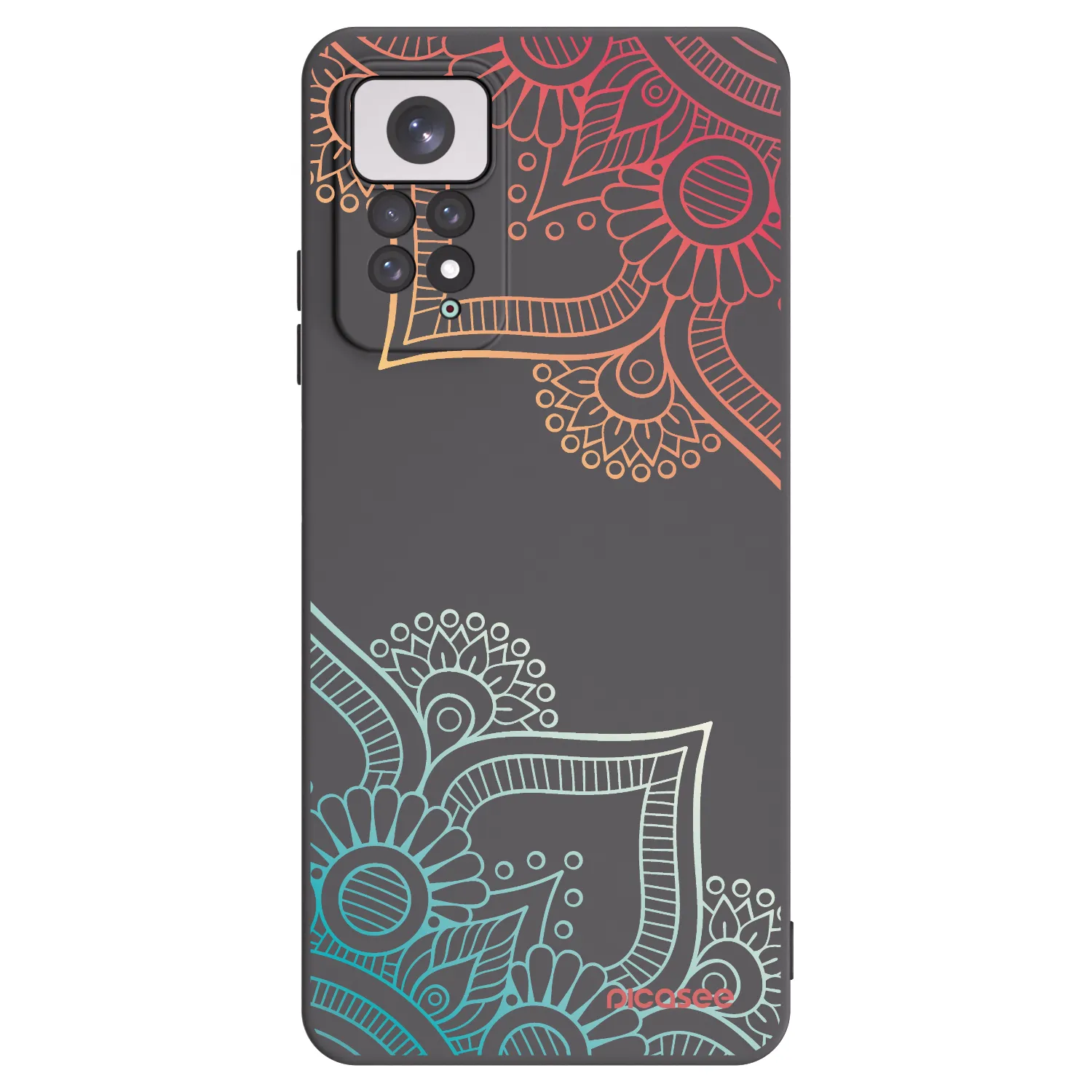 Picasee husă neagră din silicon pentru Xiaomi Redmi Note 11 - Flowers pattern