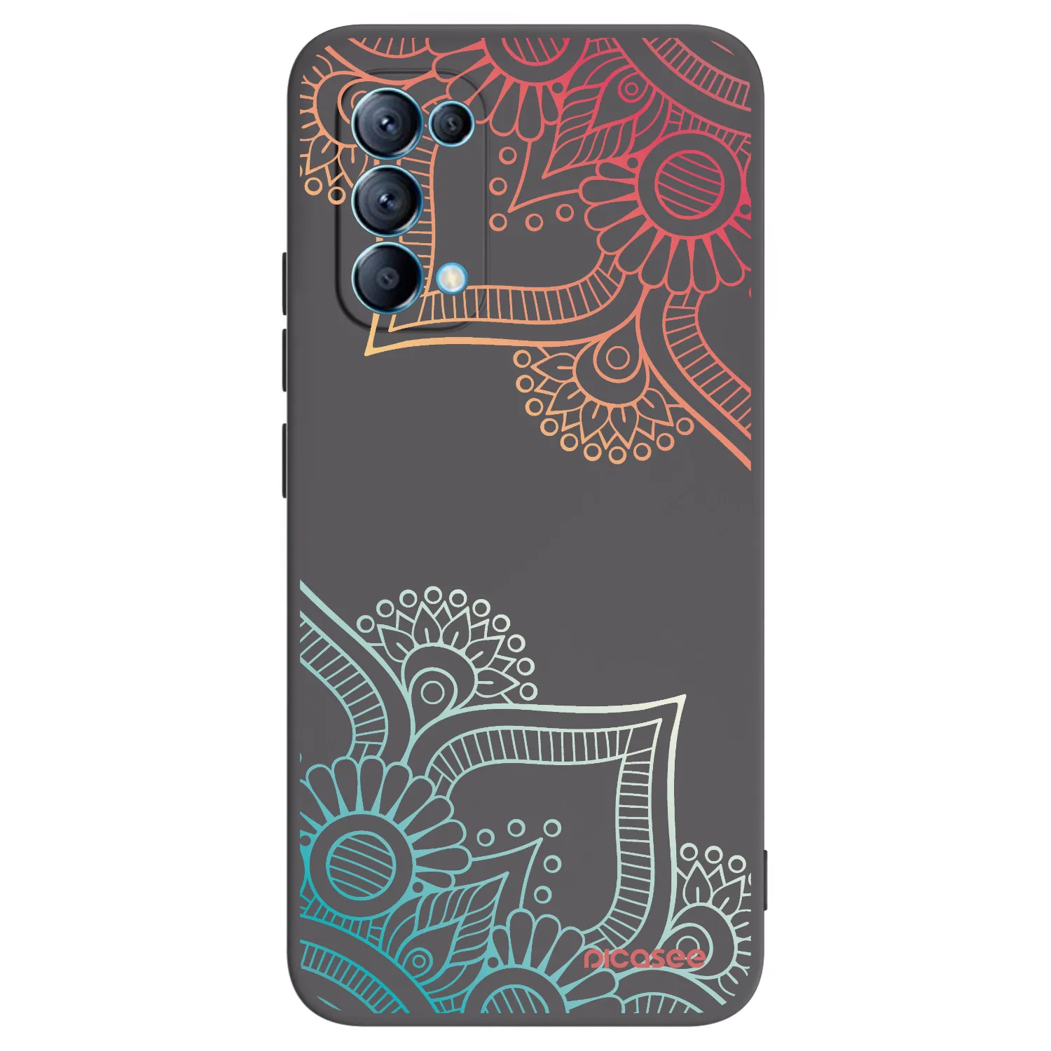 Picasee husă neagră din silicon pentru OPPO Reno 5 5G - Flowers pattern