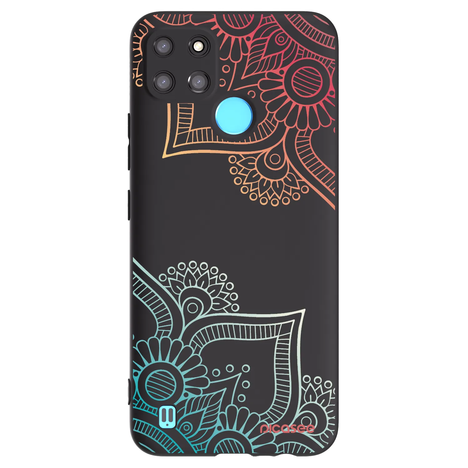 Picasee husă neagră din silicon pentru Realme C21Y - Flowers pattern
