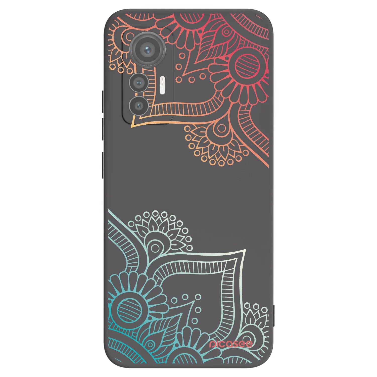 Picasee husă neagră din silicon pentru Xiaomi 12 Lite - Flowers pattern