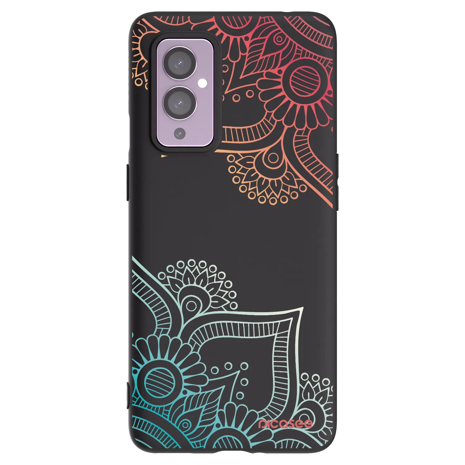 Picasee husă neagră din silicon pentru OnePlus 9 - Flowers pattern