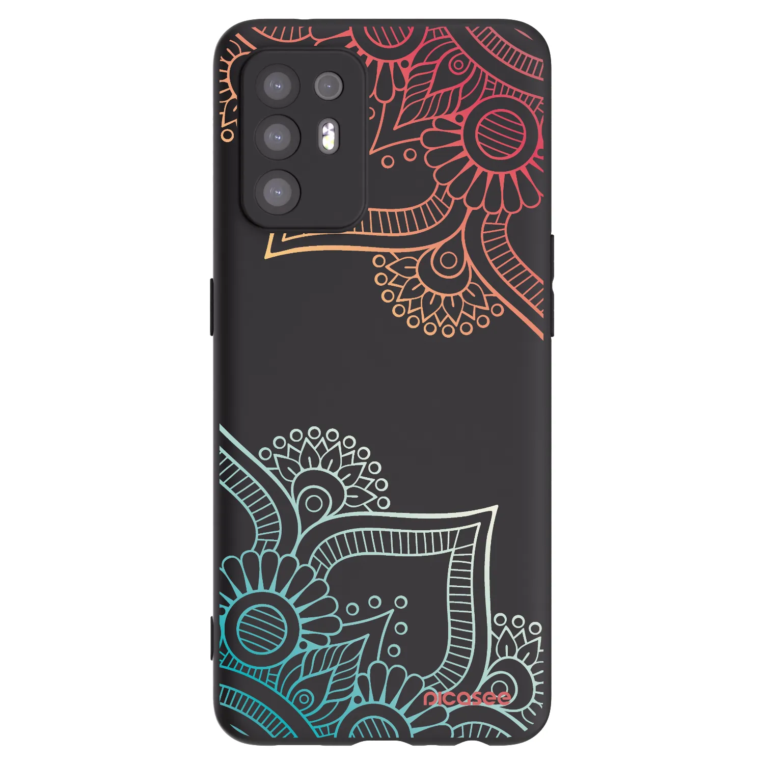 Picasee husă neagră din silicon pentru OPPO A94 5G - Flowers pattern
