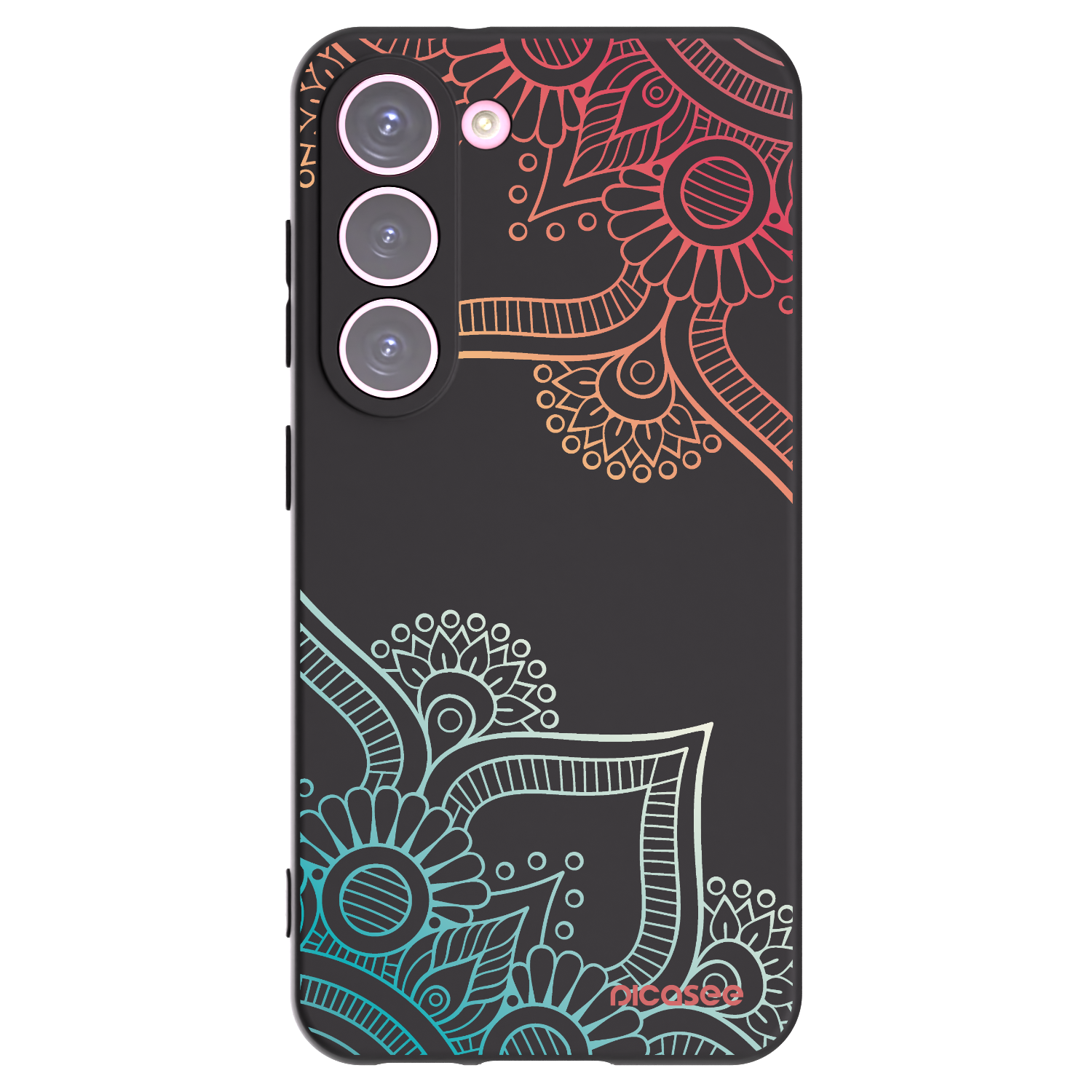 Picasee husă neagră din silicon pentru Samsung Galaxy S23 5G - Flowers pattern