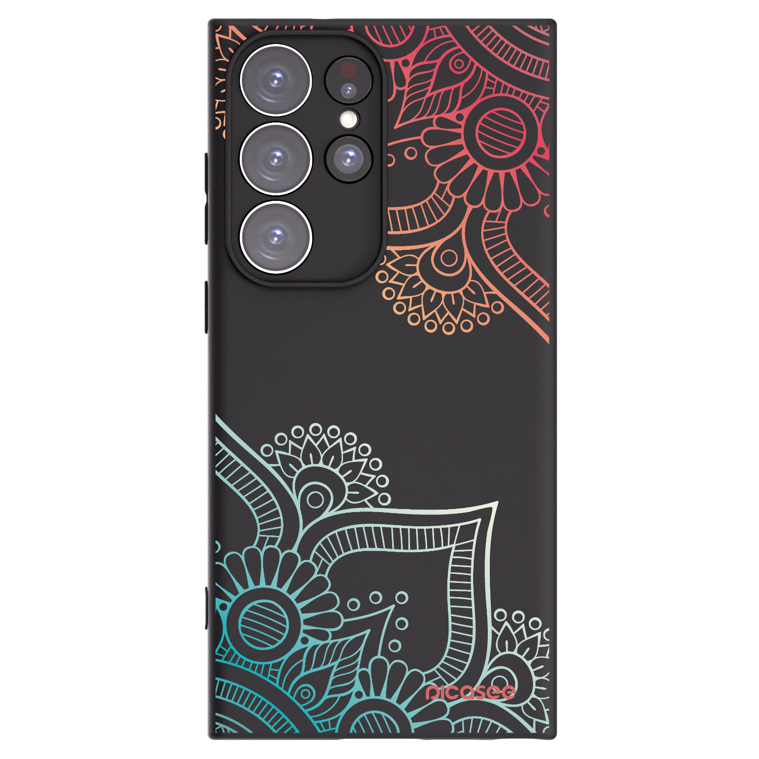 Picasee husă neagră din silicon pentru Samsung Galaxy S23 Ultra 5G - Flowers pattern