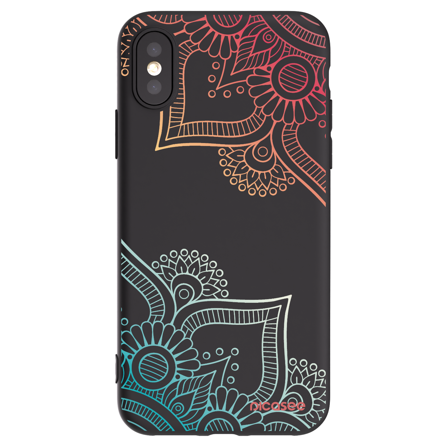 Picasee husă neagră din silicon pentru Apple iPhone X/XS - Flowers pattern