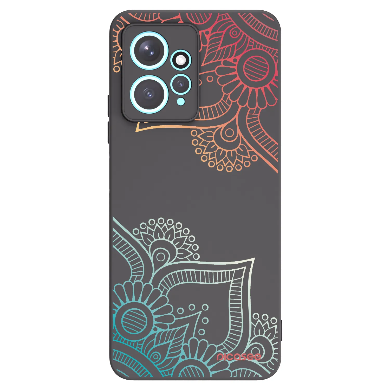 Picasee husă neagră din silicon pentru Xiaomi Redmi Note 12 4G - Flowers pattern
