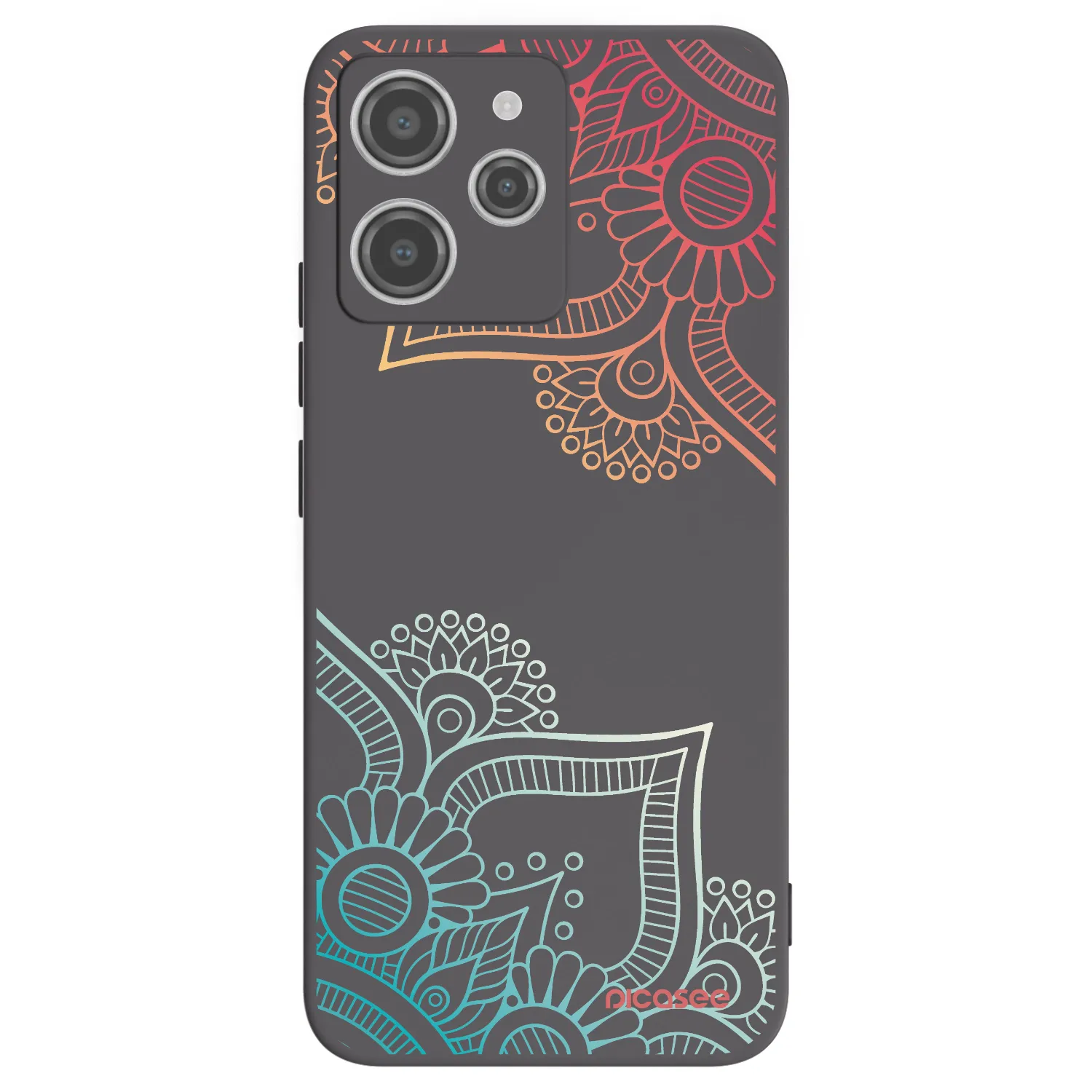 Picasee husă neagră din silicon pentru Xiaomi Redmi 12 4G - Flowers pattern