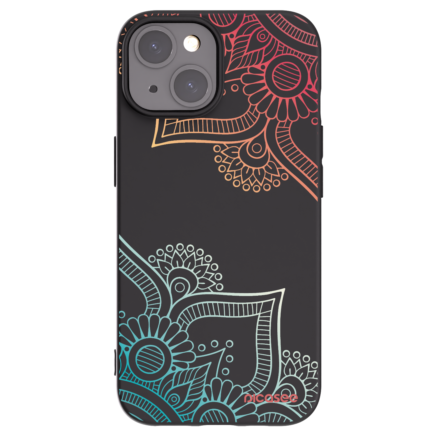 Picasee husă neagră din silicon pentru Apple iPhone 15 - Flowers pattern