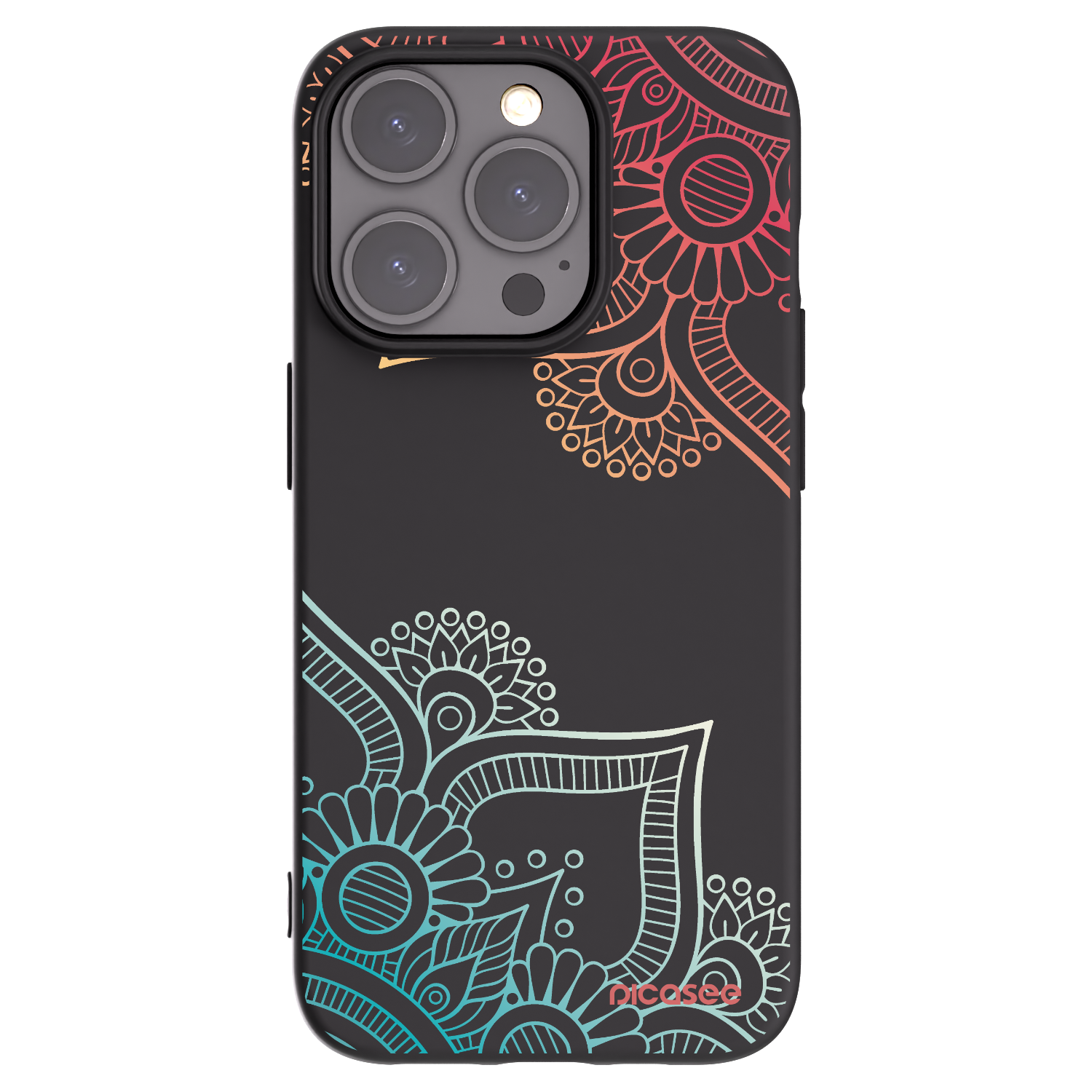 Picasee husă neagră din silicon pentru Apple iPhone 15 Pro - Flowers pattern