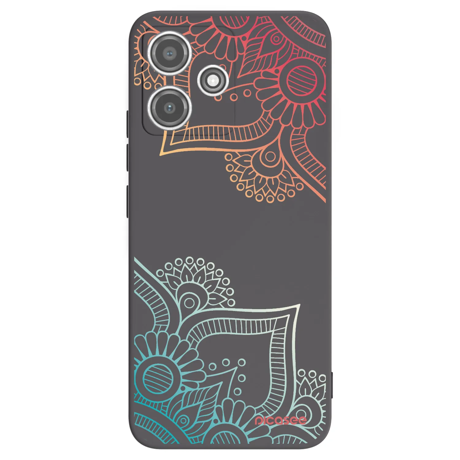 Picasee husă neagră din silicon pentru Xiaomi Redmi 12 5G - Flowers pattern