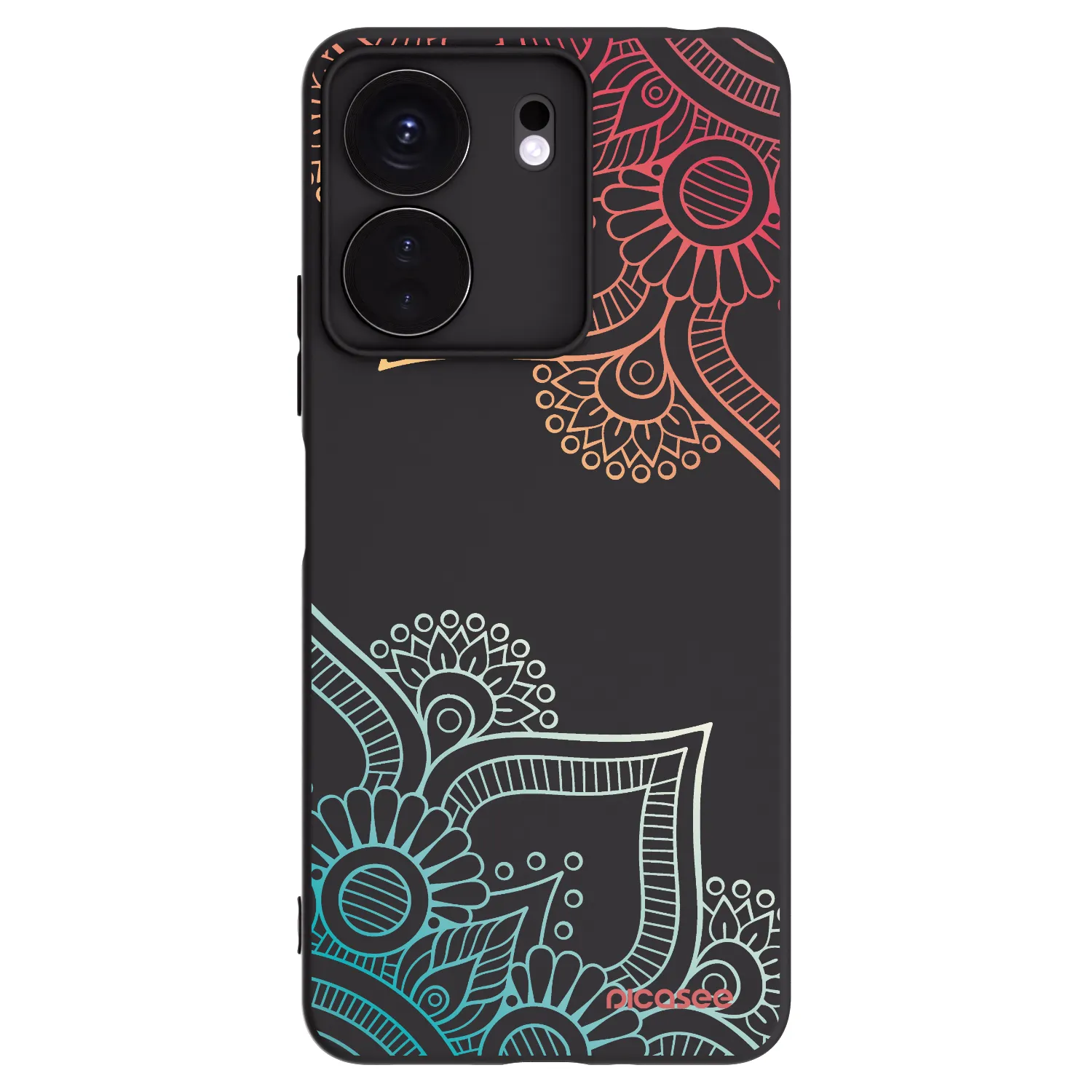 Picasee husă neagră din silicon pentru Xiaomi Redmi 13C 4G - Flowers pattern