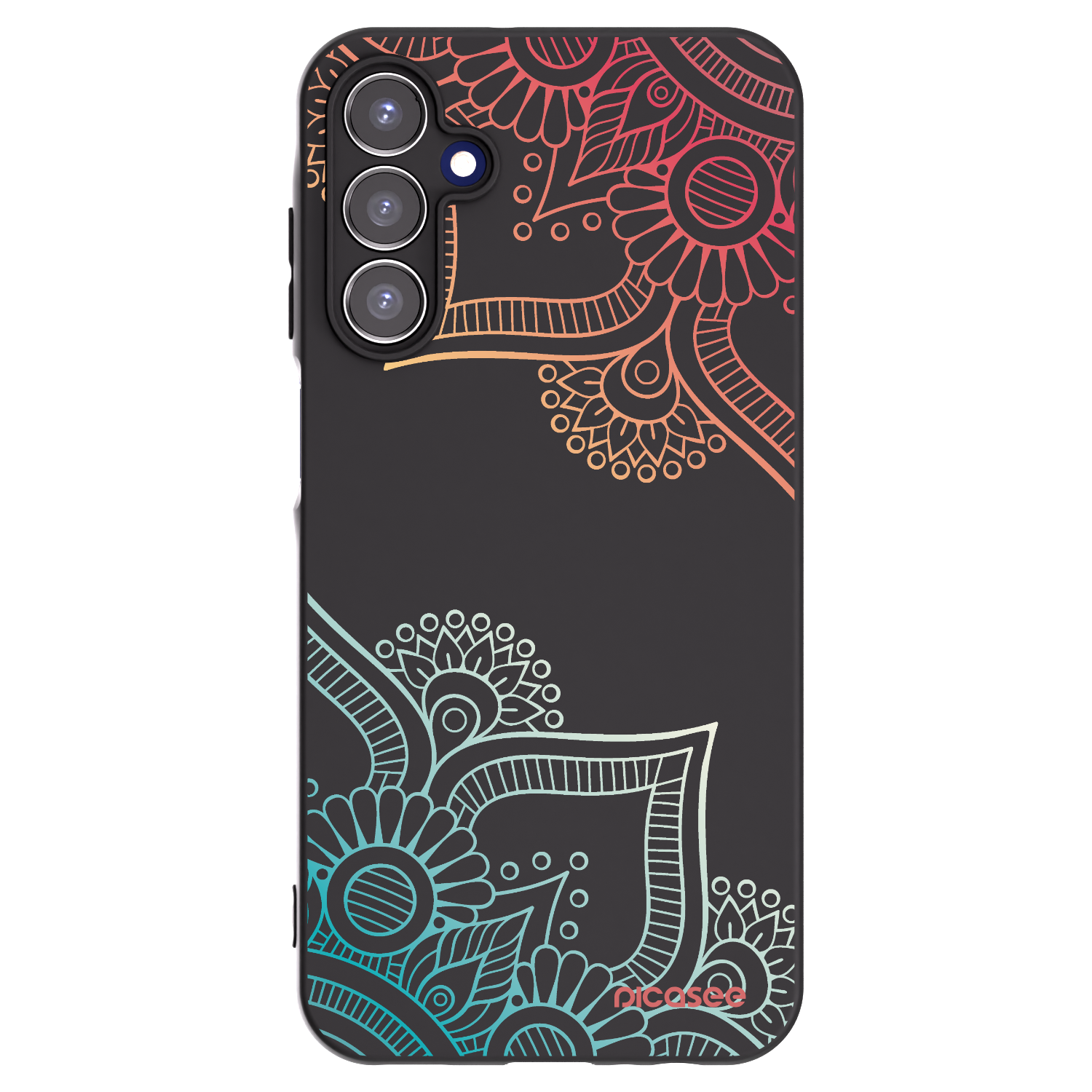 Picasee husă neagră din silicon pentru Samsung Galaxy A15 A155F 4G - Flowers pattern