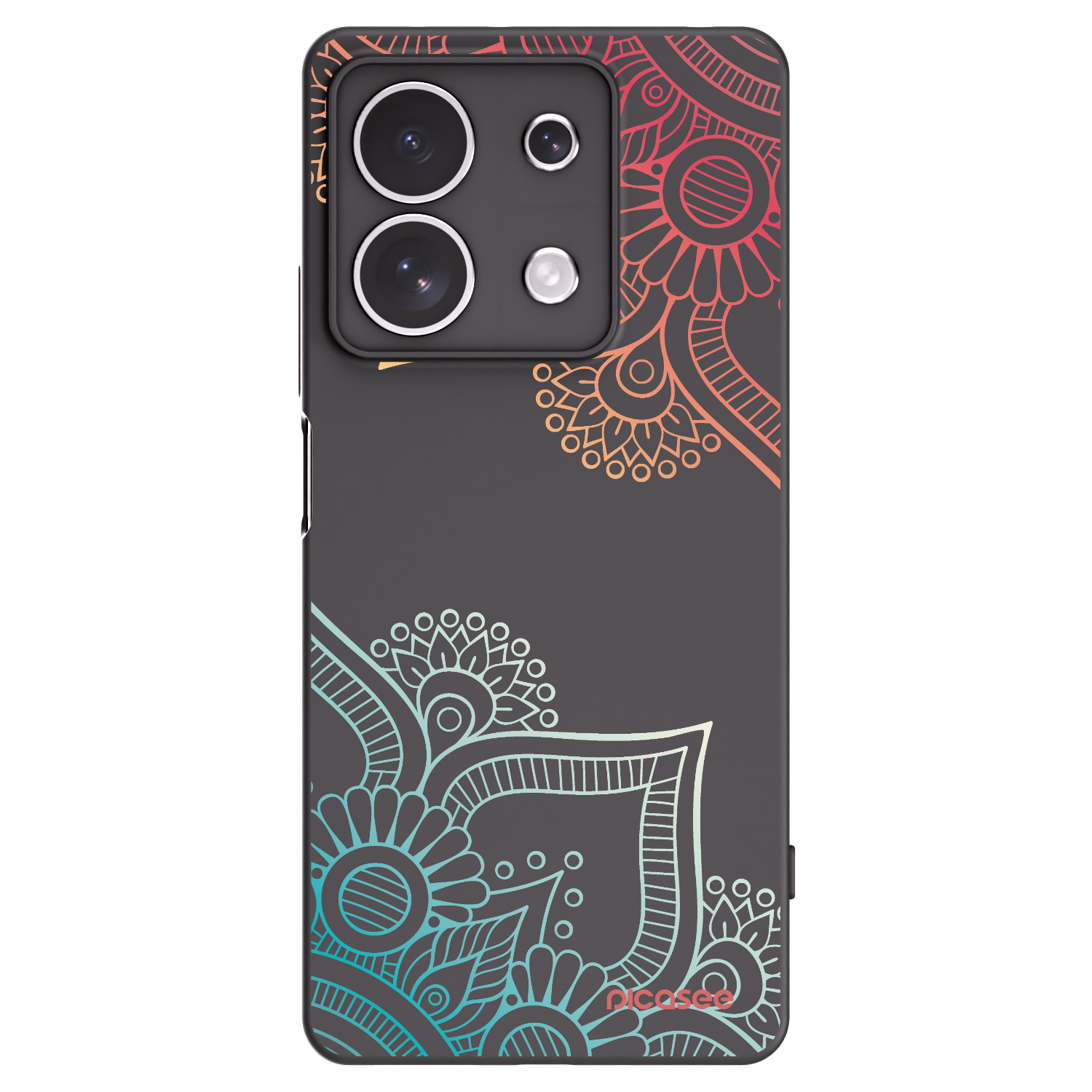 Picasee husă neagră din silicon pentru Xiaomi Redmi Note 13 4G - Flowers pattern