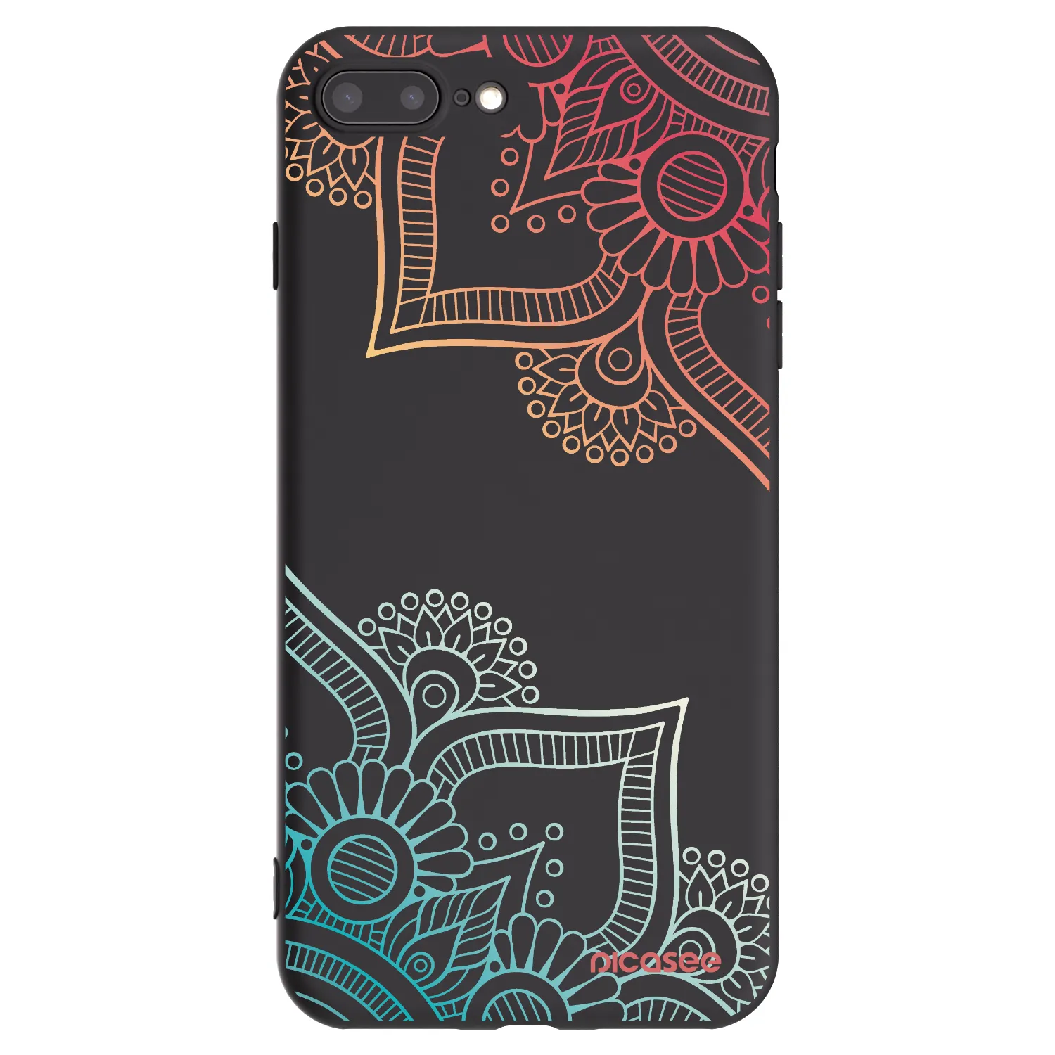 Picasee husă neagră din silicon pentru Apple iPhone 7 Plus - Flowers pattern