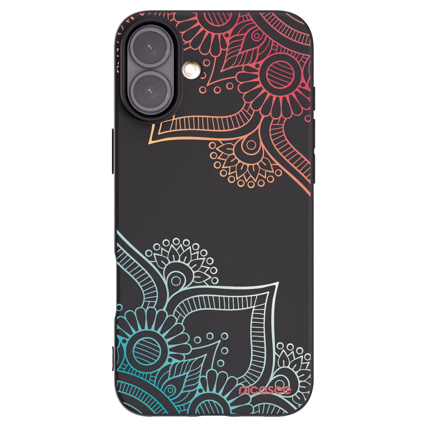 Picasee husă neagră din silicon pentru Apple iPhone 16 Plus - Flowers pattern