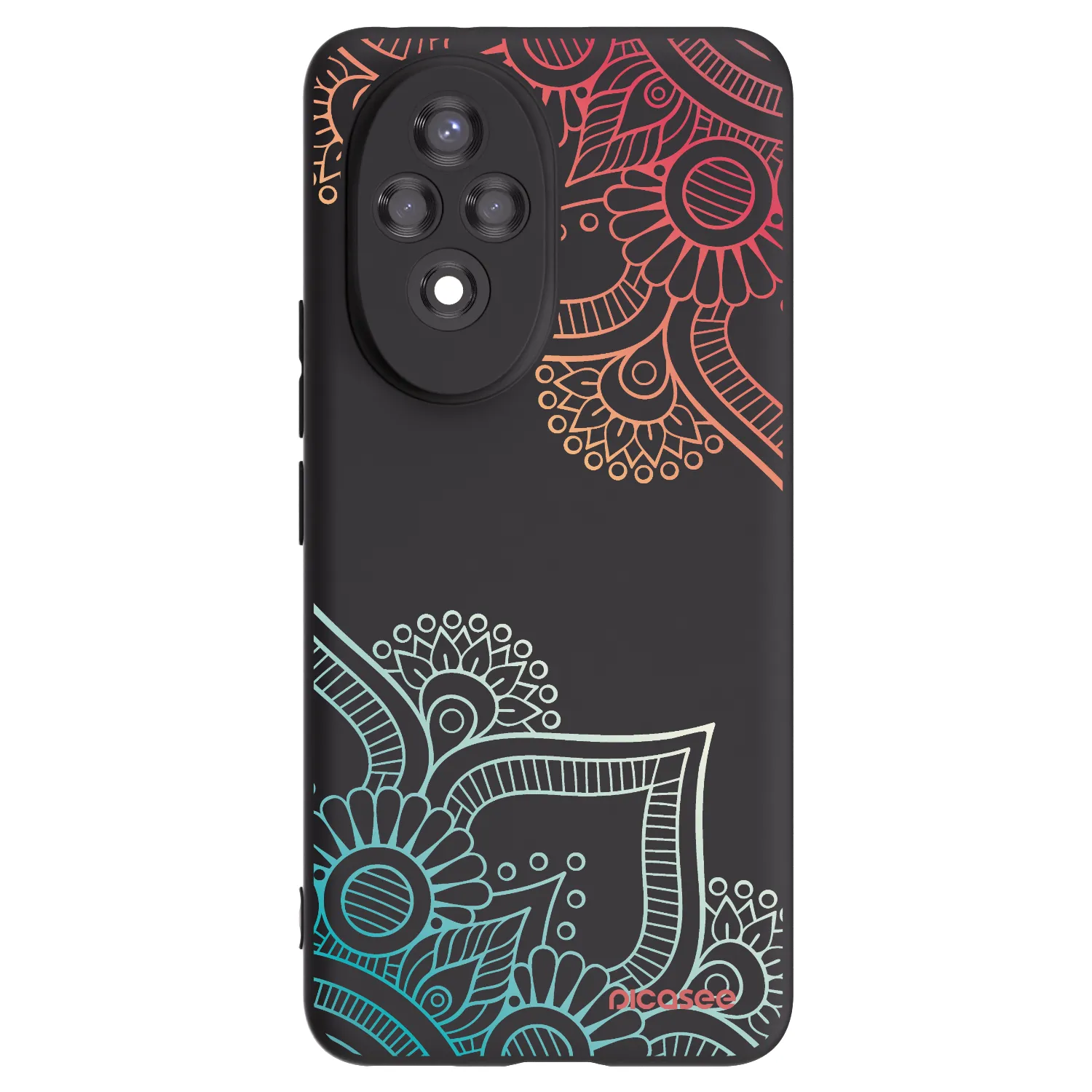 Picasee husă neagră din silicon pentru Honor 200 Pro 5G - Flowers pattern