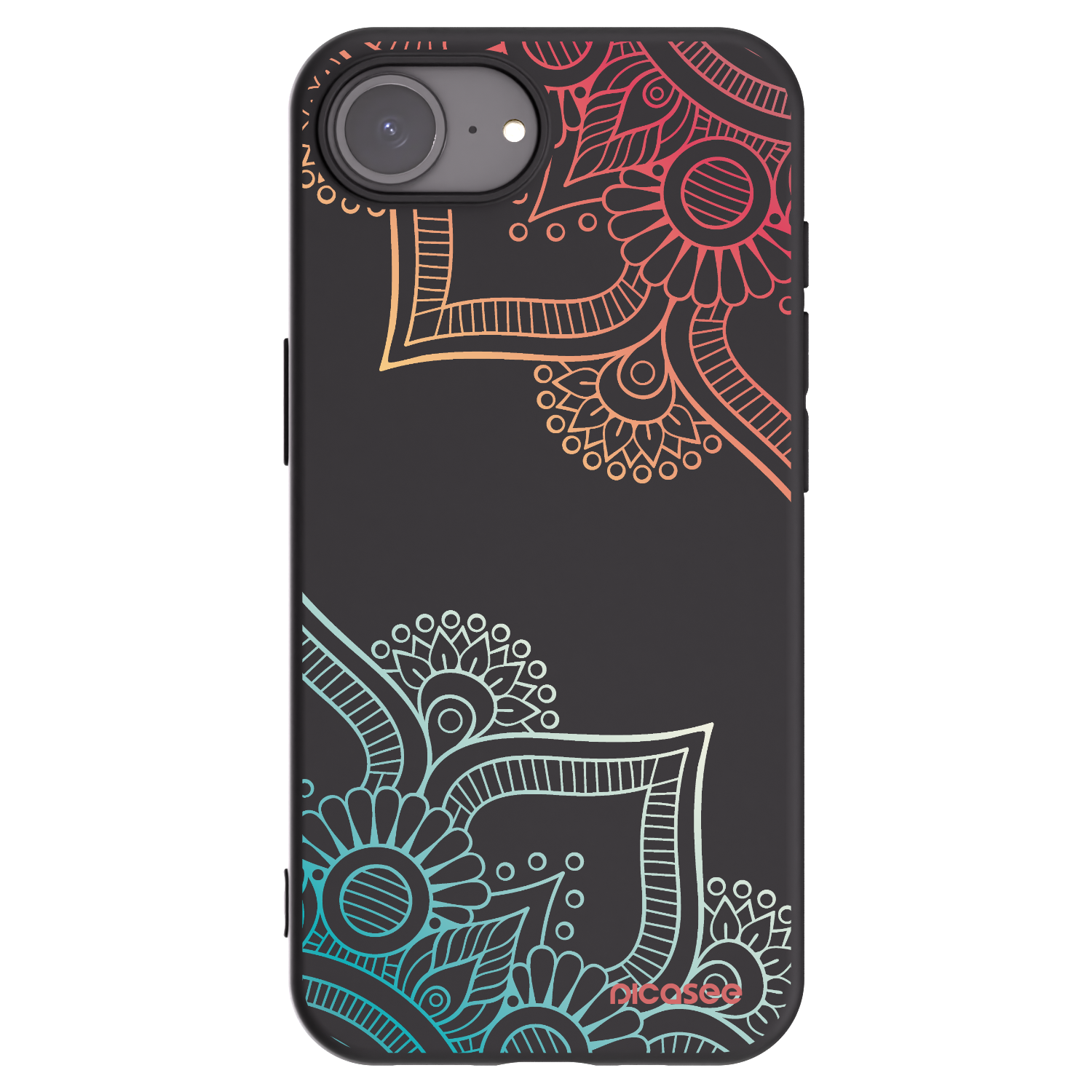 Picasee husă neagră din silicon pentru Apple iPhone 16e - Flowers pattern