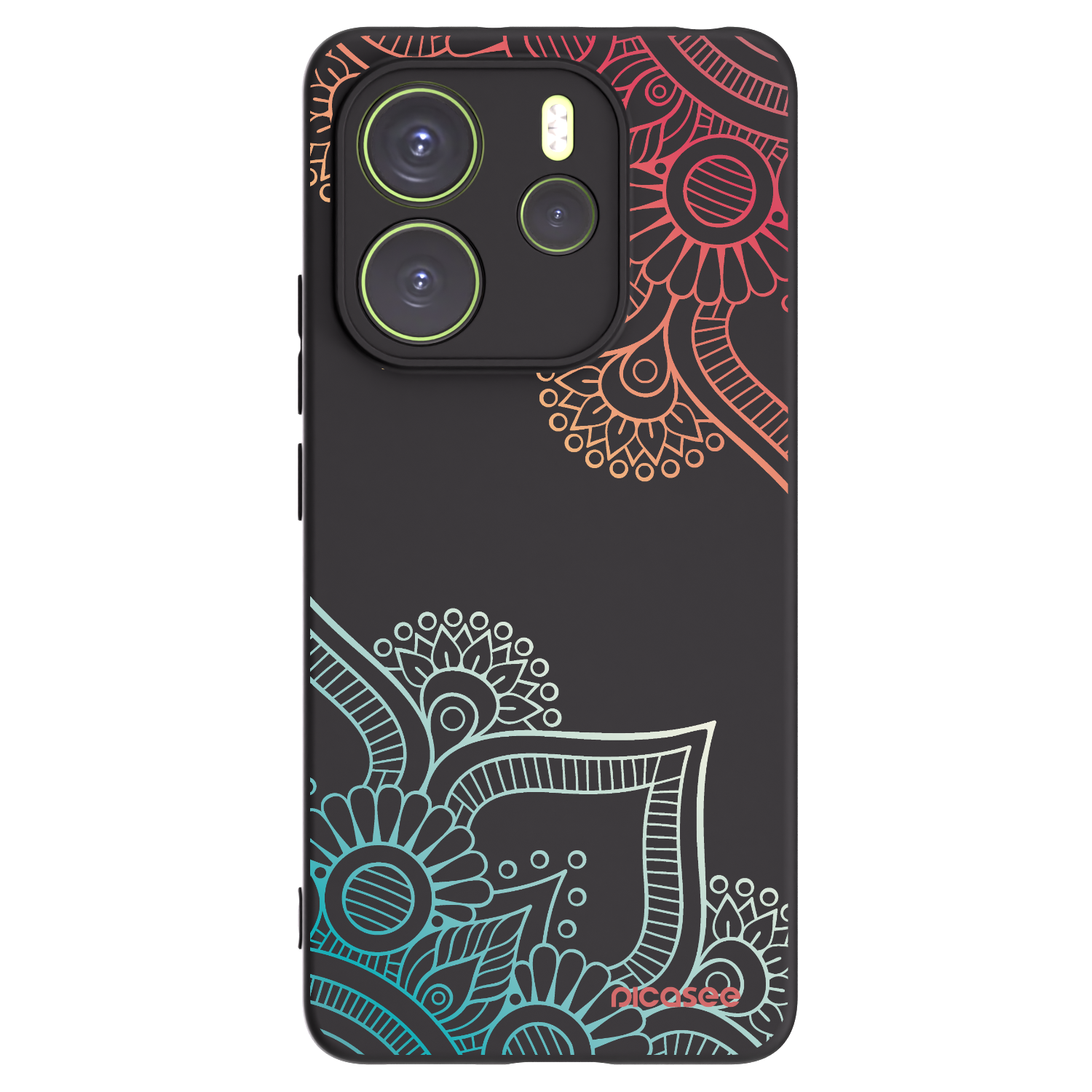 Picasee husă neagră din silicon pentru Xiaomi Redmi Note 14 4G - Flowers pattern