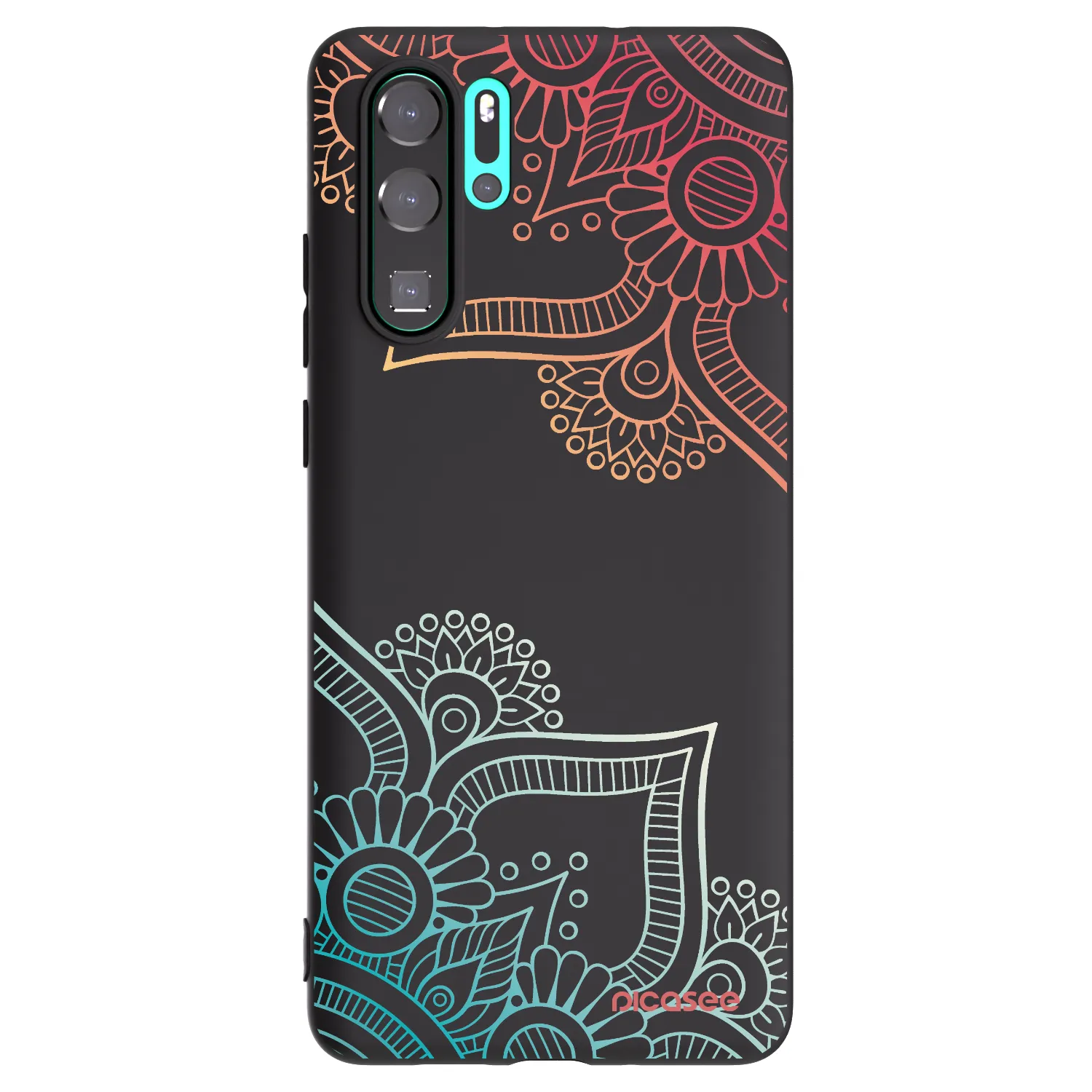 Picasee husă neagră din silicon pentru Huawei P30 Pro - Flowers pattern