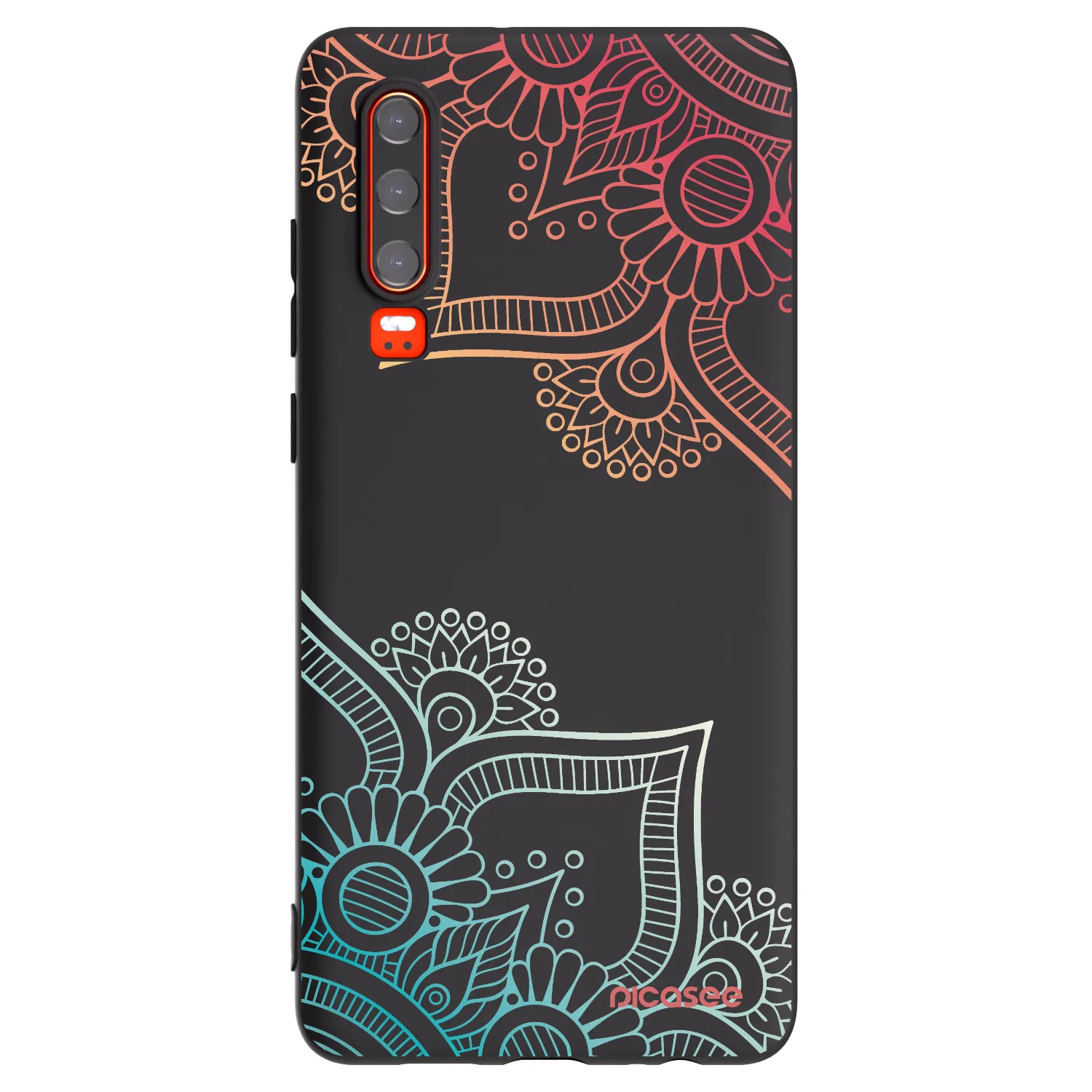 Picasee husă neagră din silicon pentru Huawei P30 - Flowers pattern