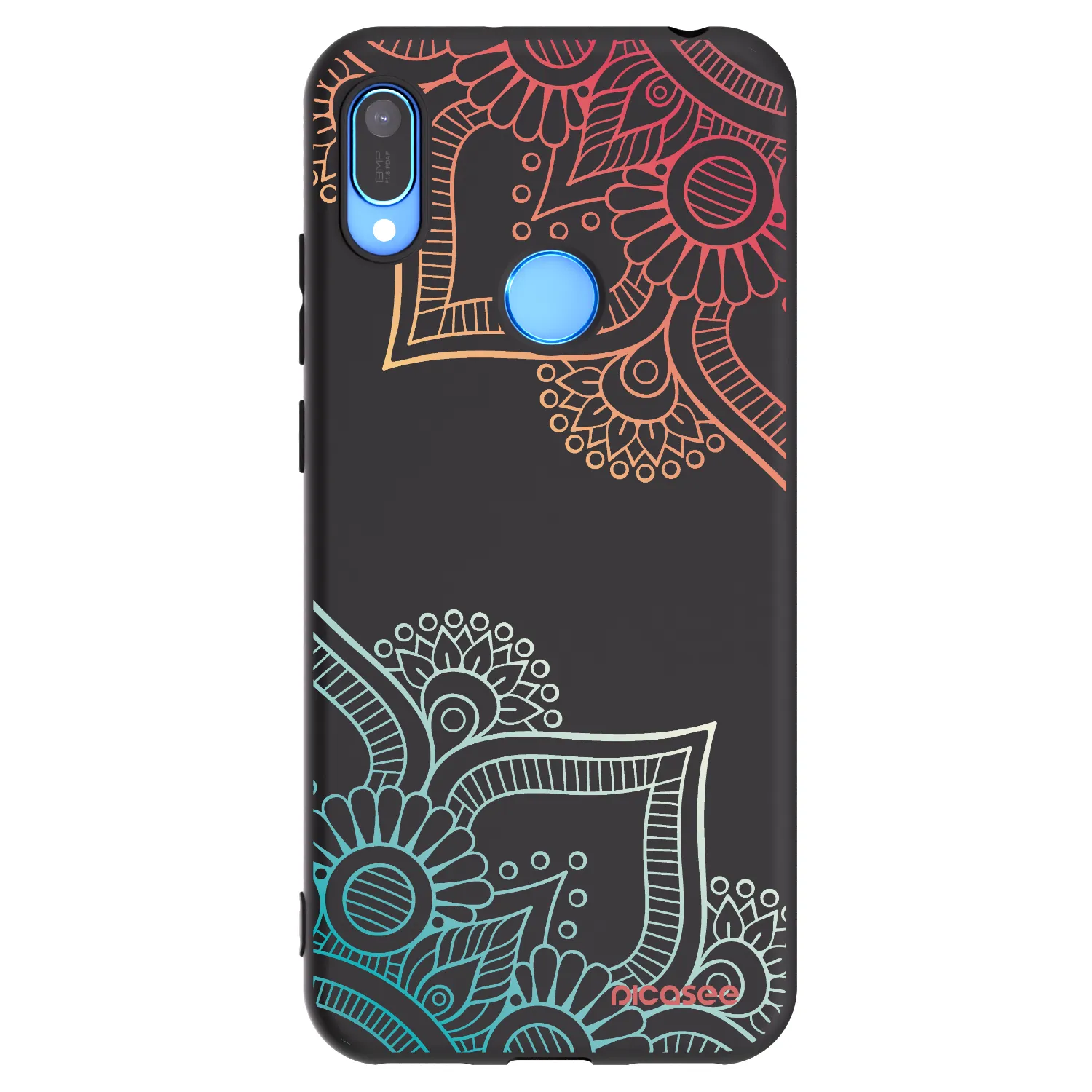 Picasee husă neagră din silicon pentru Huawei Y6 2019 - Flowers pattern