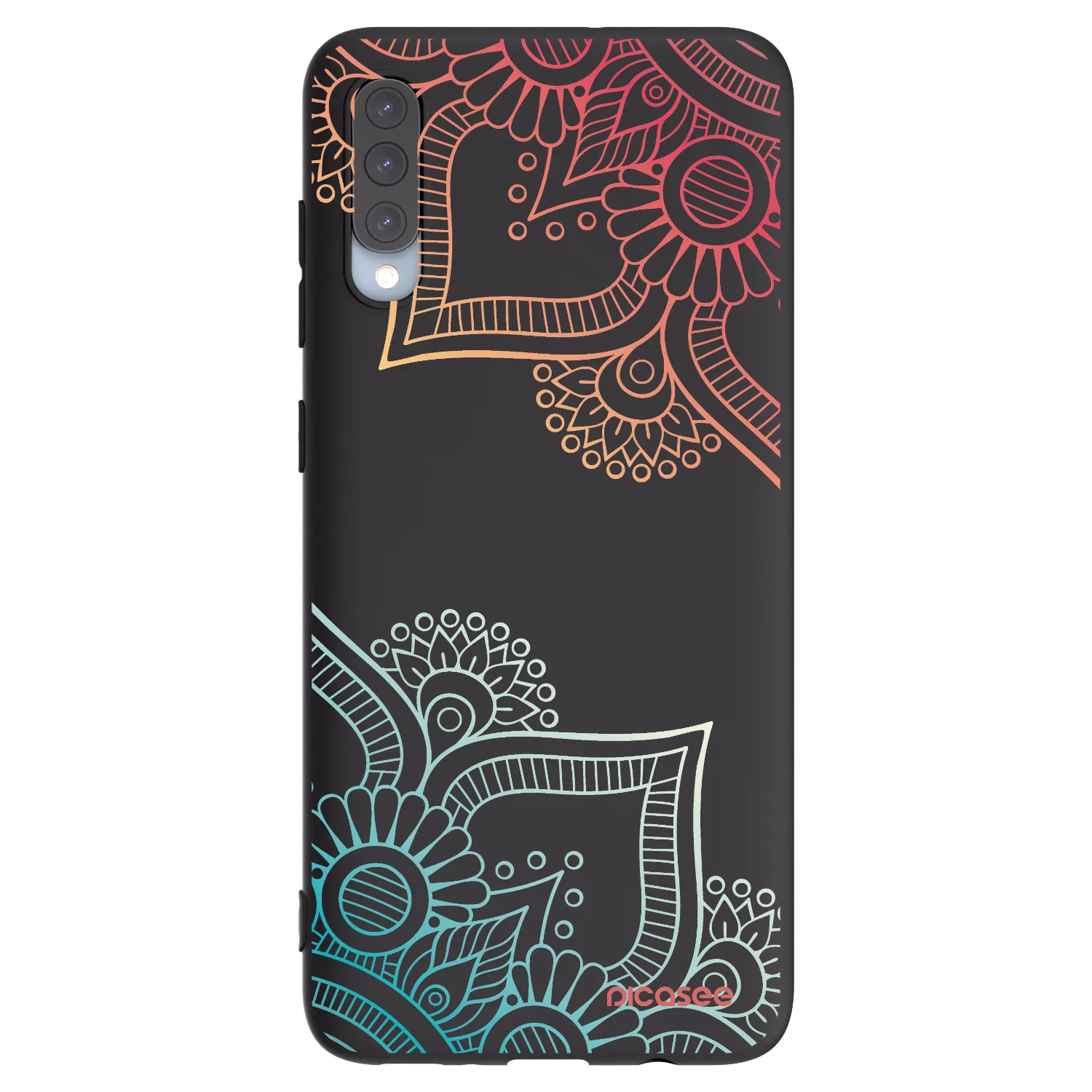 Picasee husă neagră din silicon pentru Samsung Galaxy A70 A705F - Flowers pattern