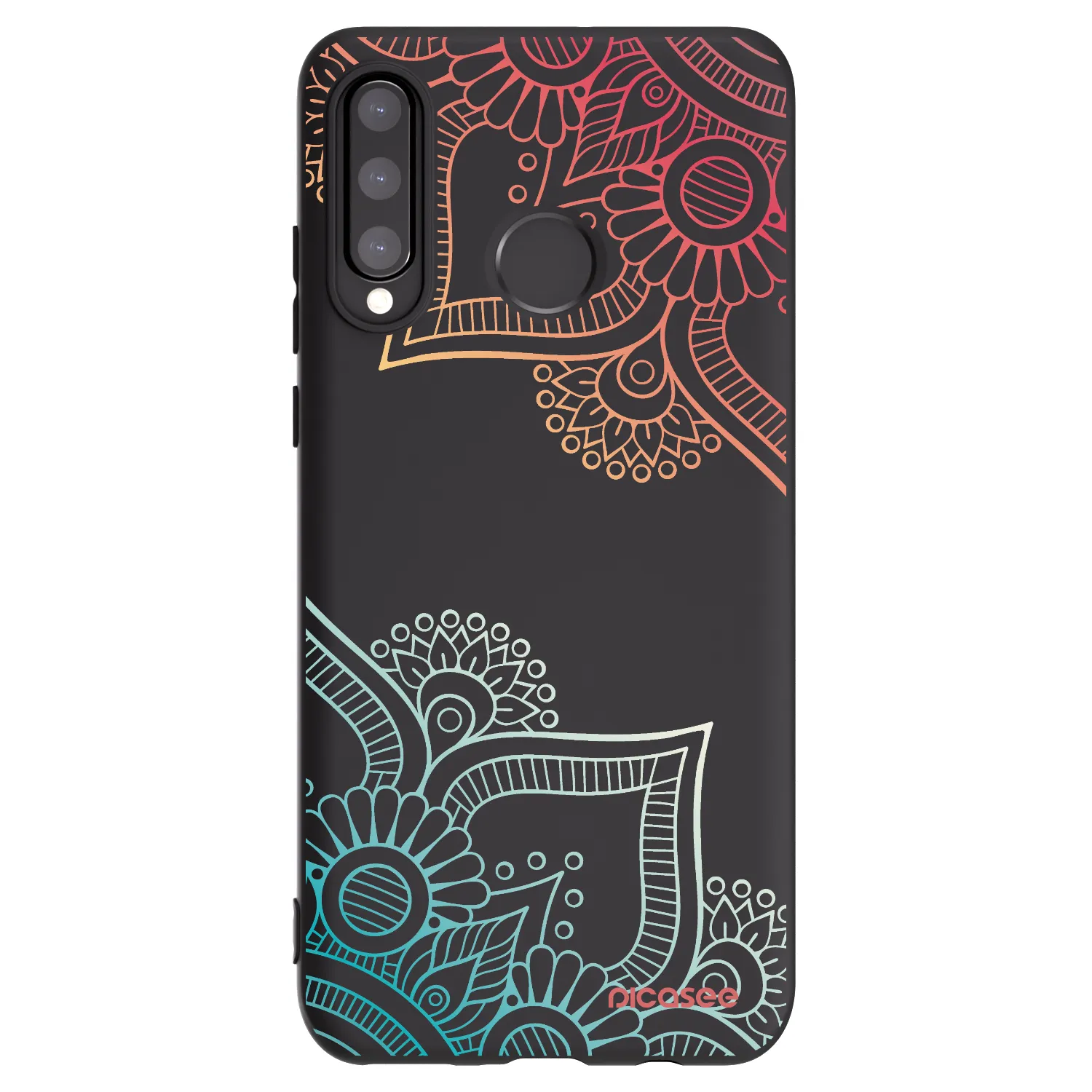 Picasee husă neagră din silicon pentru Huawei P30 Lite - Flowers pattern