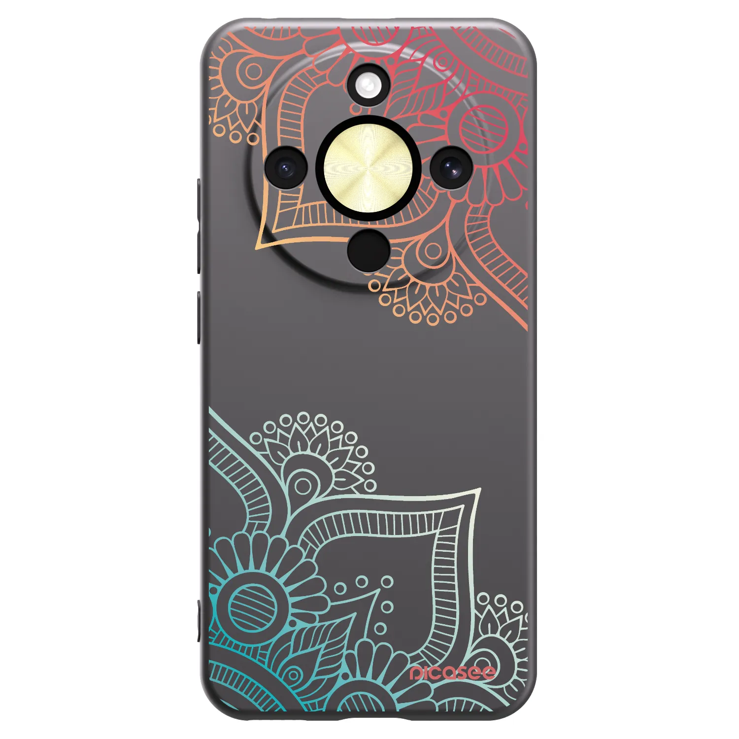 Picasee husă neagră din silicon pentru Honor Magic8 Lite 5G - Flowers pattern